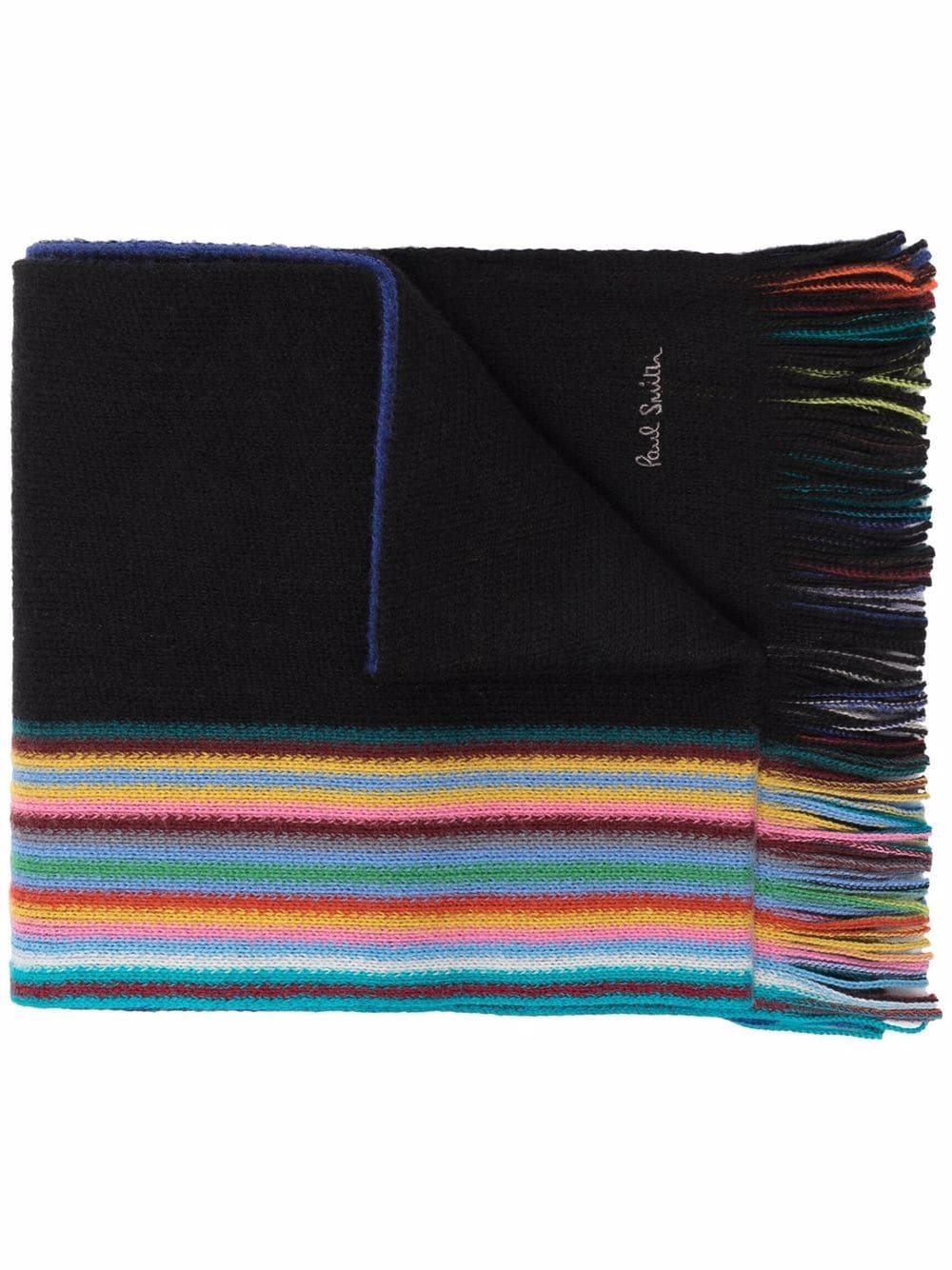 bright stripe print wool scarf - 1