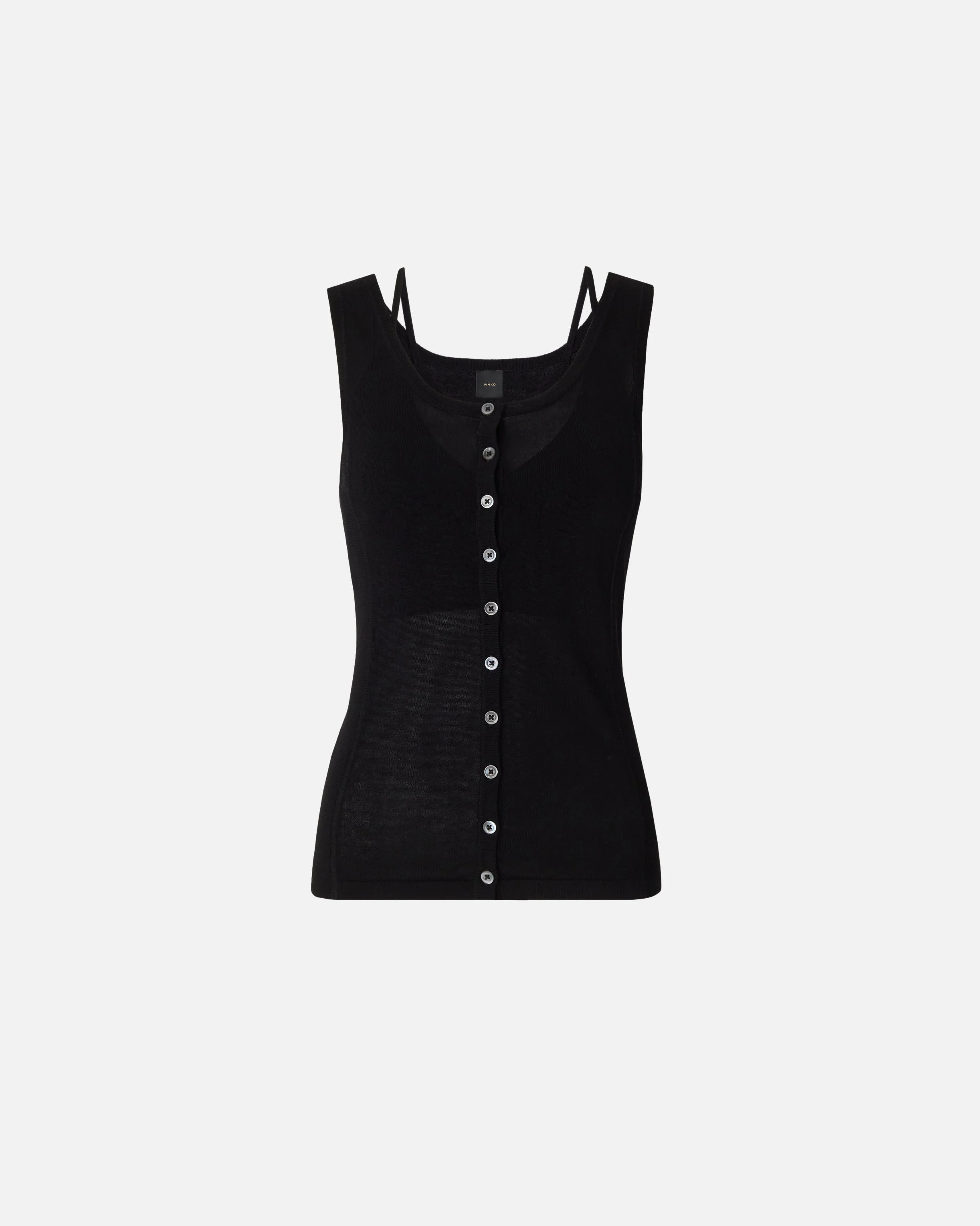 KNITTED VEST TOP WITH MOTHER-OF-PEARL BUTTONS - 1