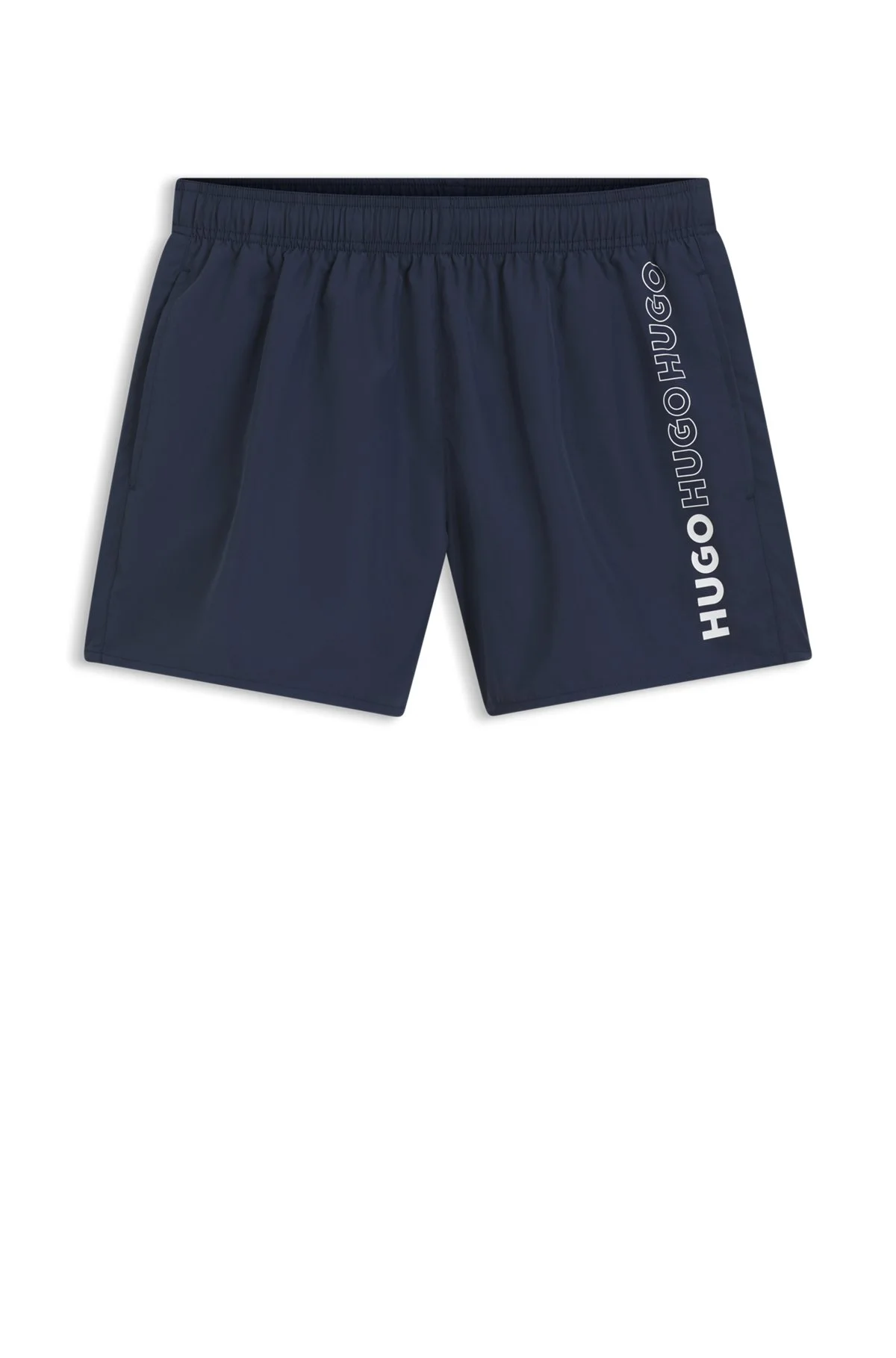 QUICK-DRY SWIM SHORTS WITH VERTICAL PRINTED LOGOS - 1