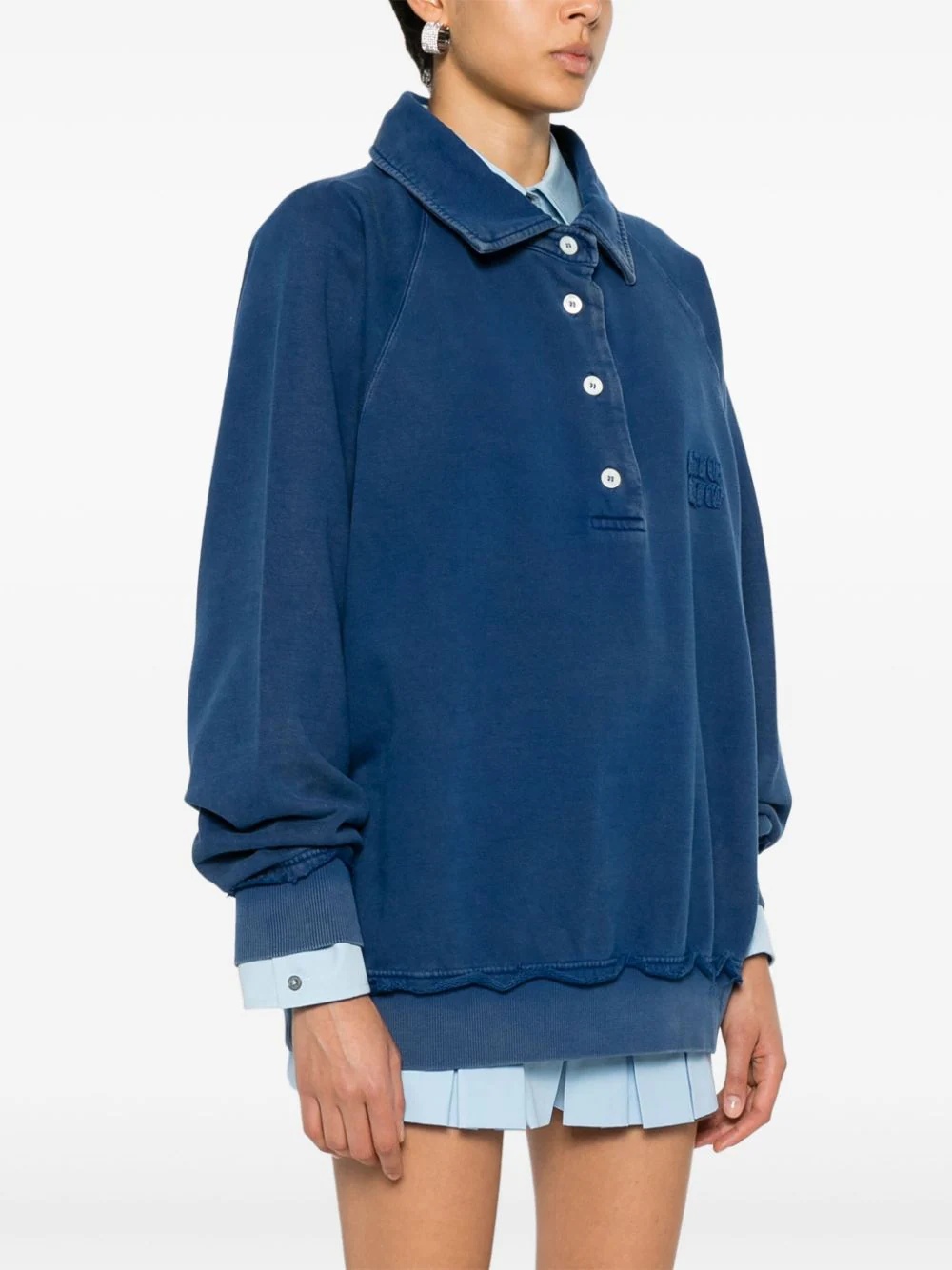 MIU MIU - MIU MIU ミュウミュウ 22AW Logo-Embroidered Sailor-Coller Sweatshirt ロゴ刺繍 セーラーカラー スウェット グレー サイズS 美品 中古 4b002151 MIU MIU ミュウミュウ 22AW Logo-Embroidered Sailor-Coller
