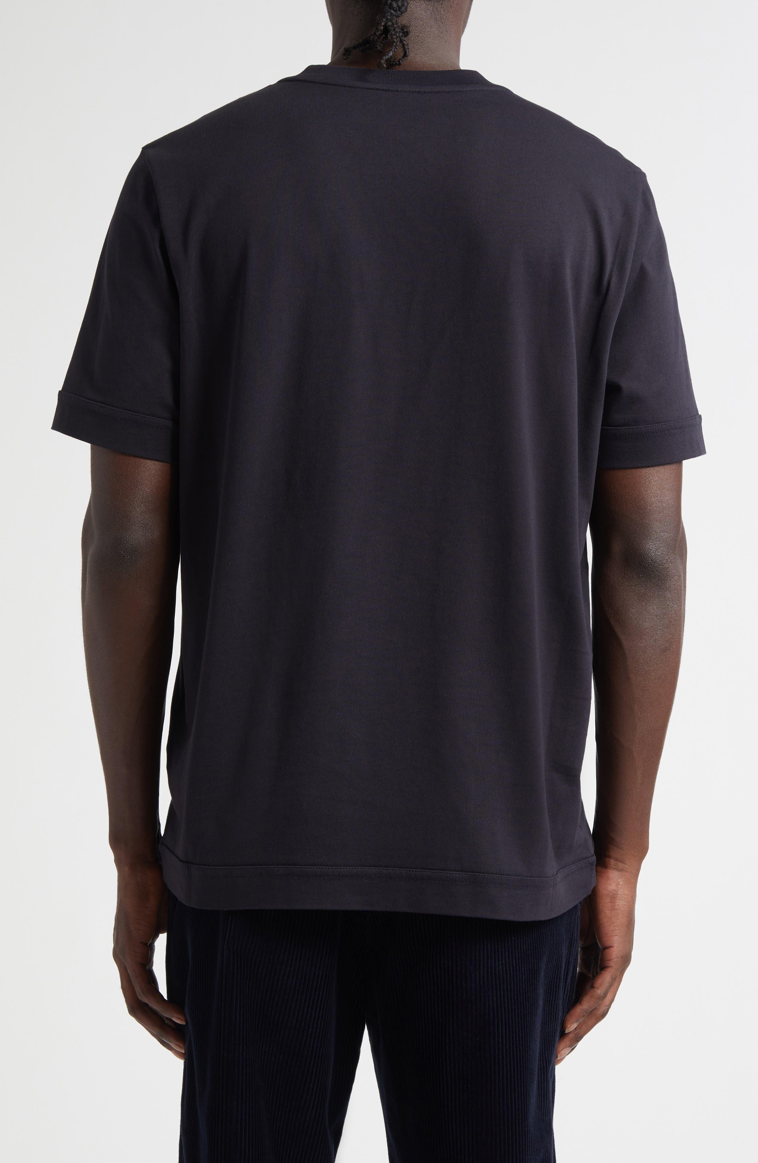 Moncler Leather Logo Patch Cotton T-Shirt in Dark Navy Blue at Nordstrom - 2