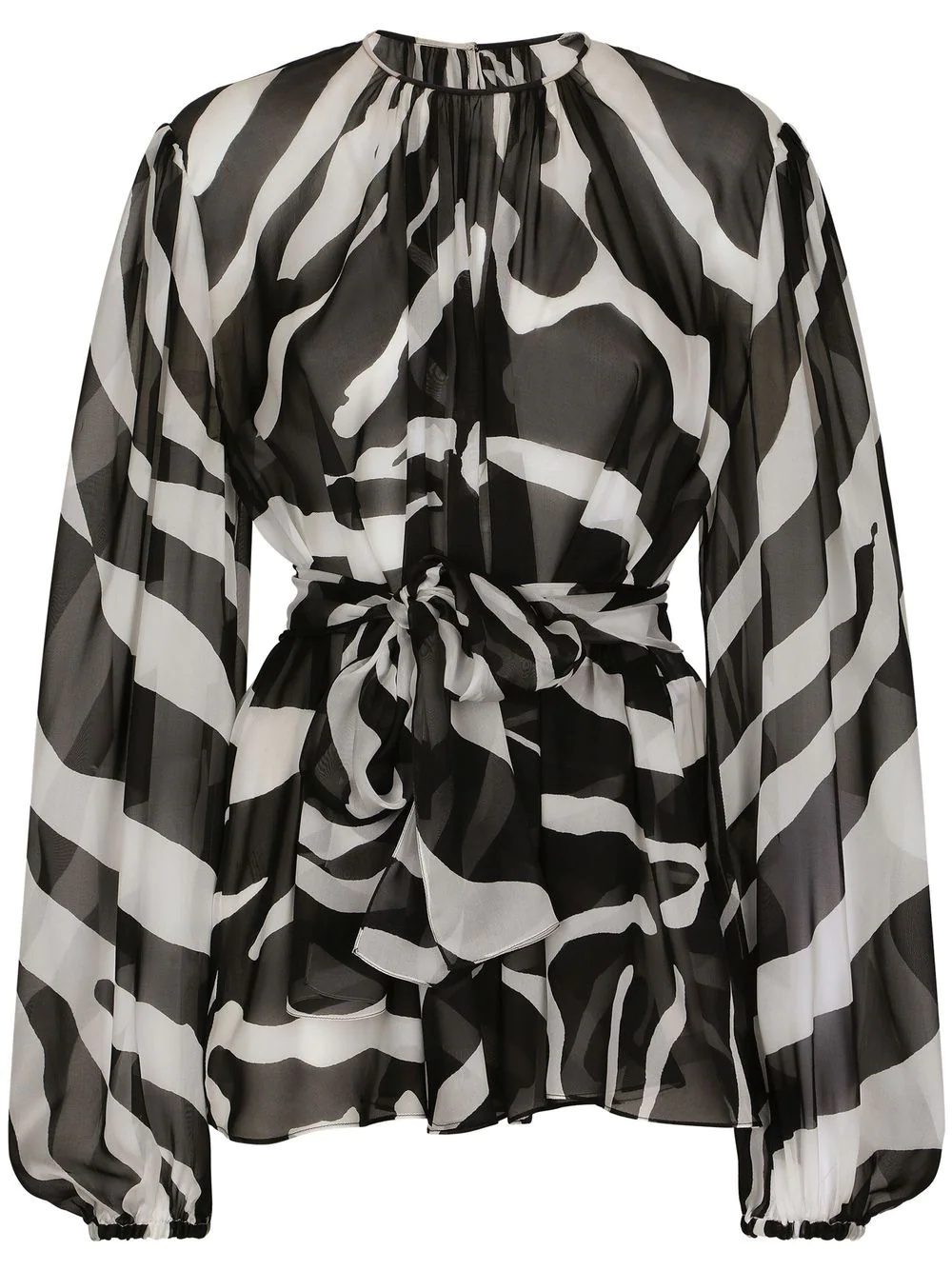 zebra print silk-chiffon blouse - 1