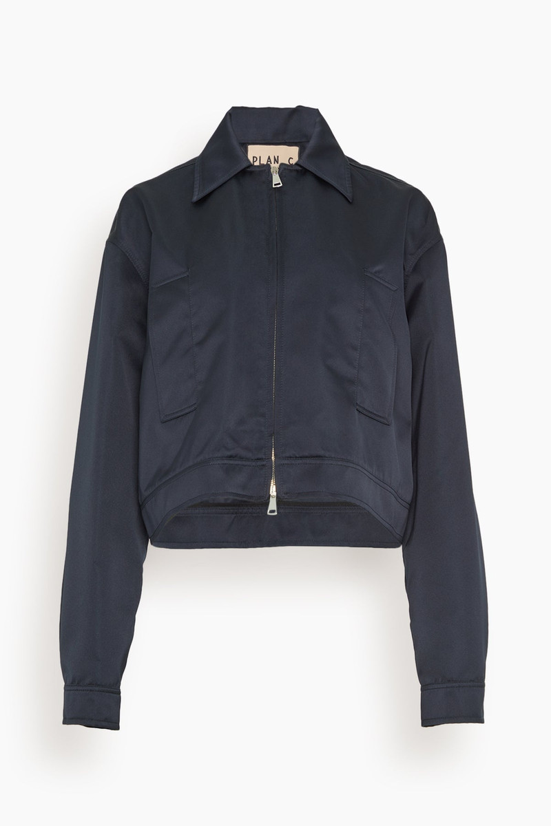 Duchesse Satin Jacket in Blue/Black - 1