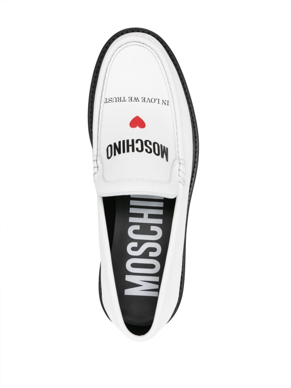 logo-print leather loafers - 4