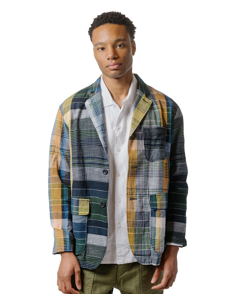 Engineered Garments Loiter Jacket Navy/Yellow/Green Dobby Jacquard outlook