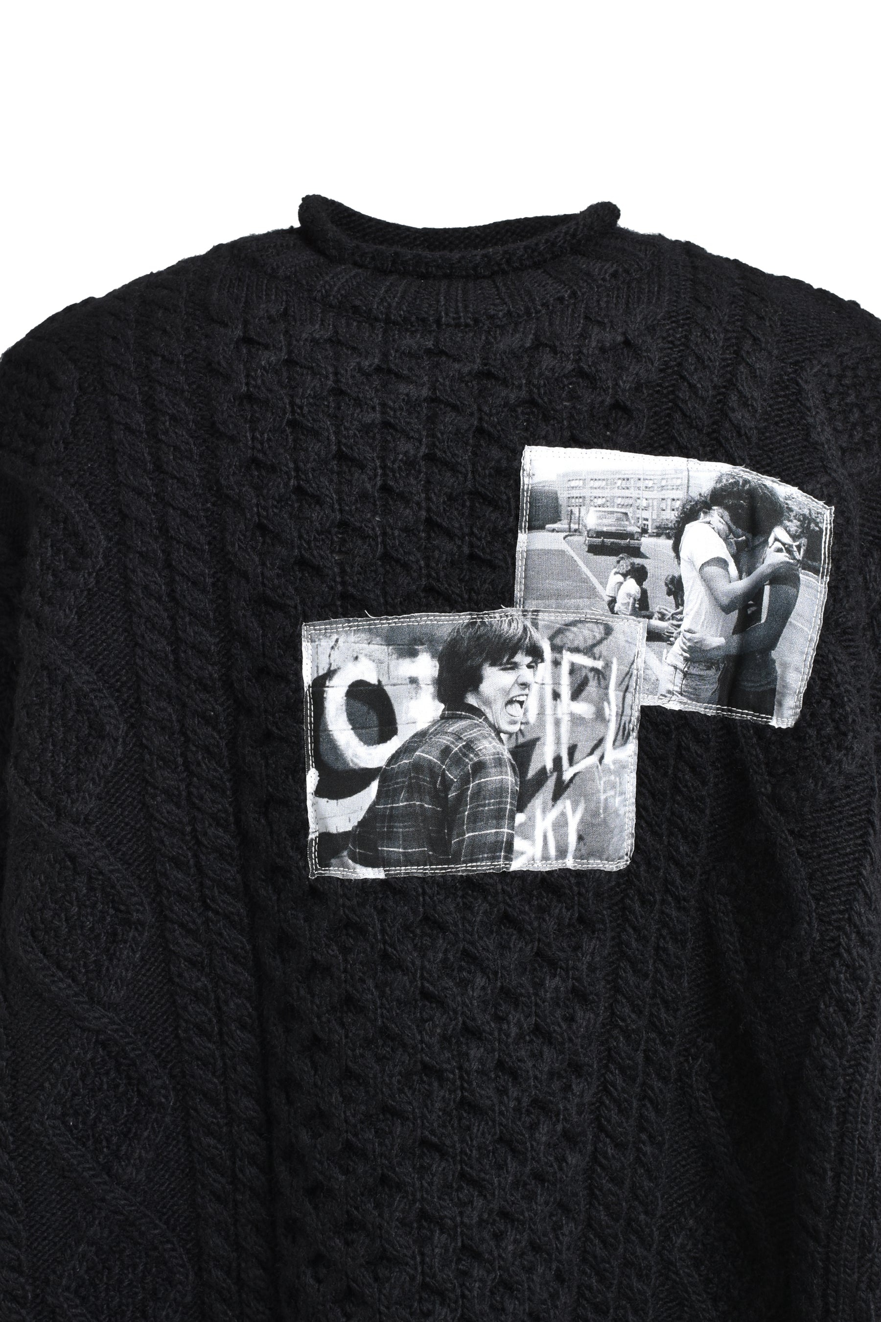 ROLL NECK HUGE FISHERMANS SWEATER / BLK - 4