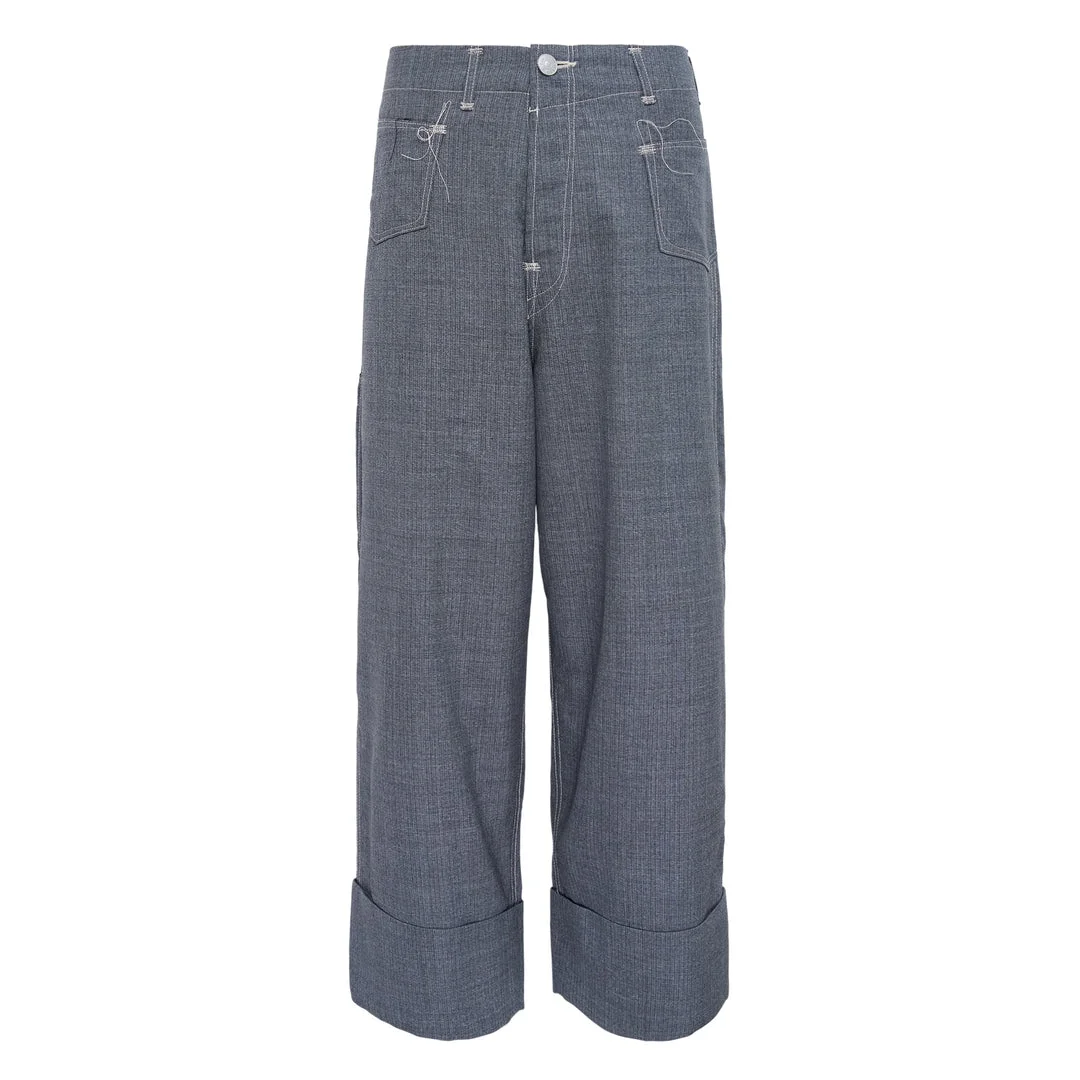 Grey Wide Leg Pants - 1