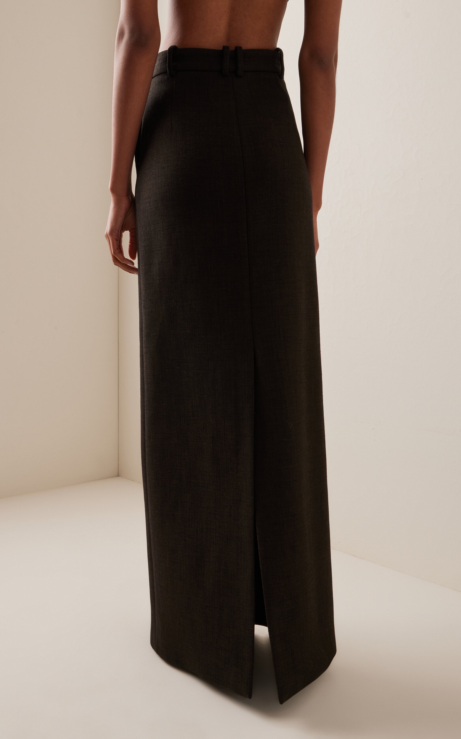 Roux Sateen Suiting Maxi Skirt burgundy - 4