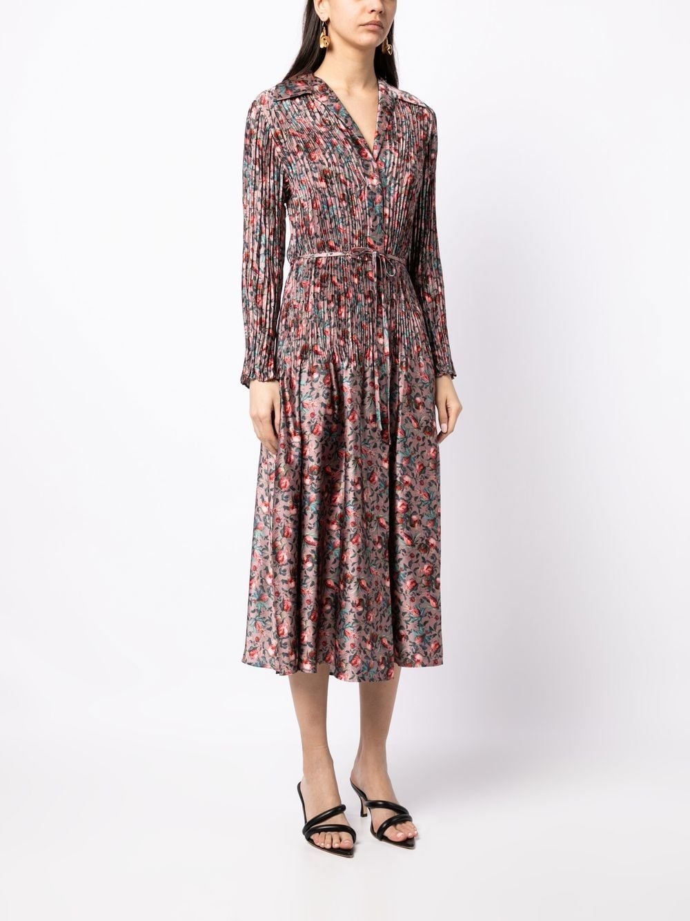 Berry Blooms pleated shirt dress - 3