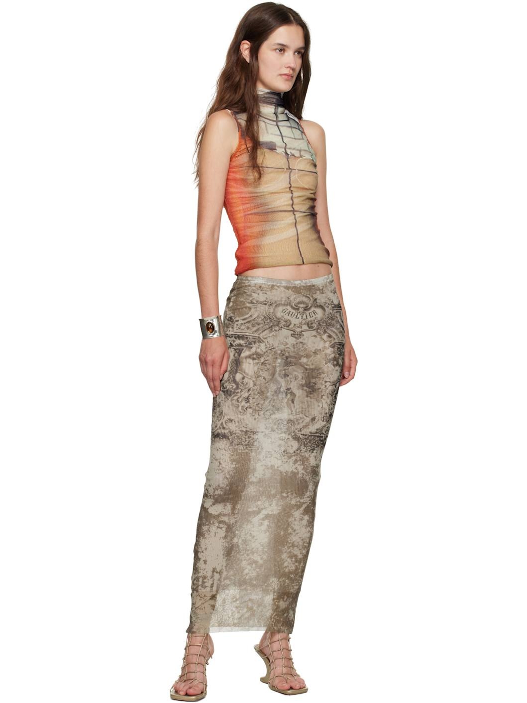 Beige 'The Long Médaillon' Midi Skirt - 4