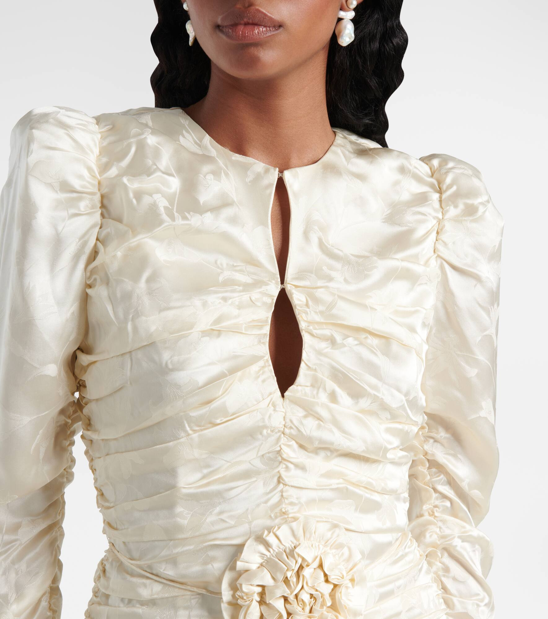 Bridal ruched silk satin minidress - 4