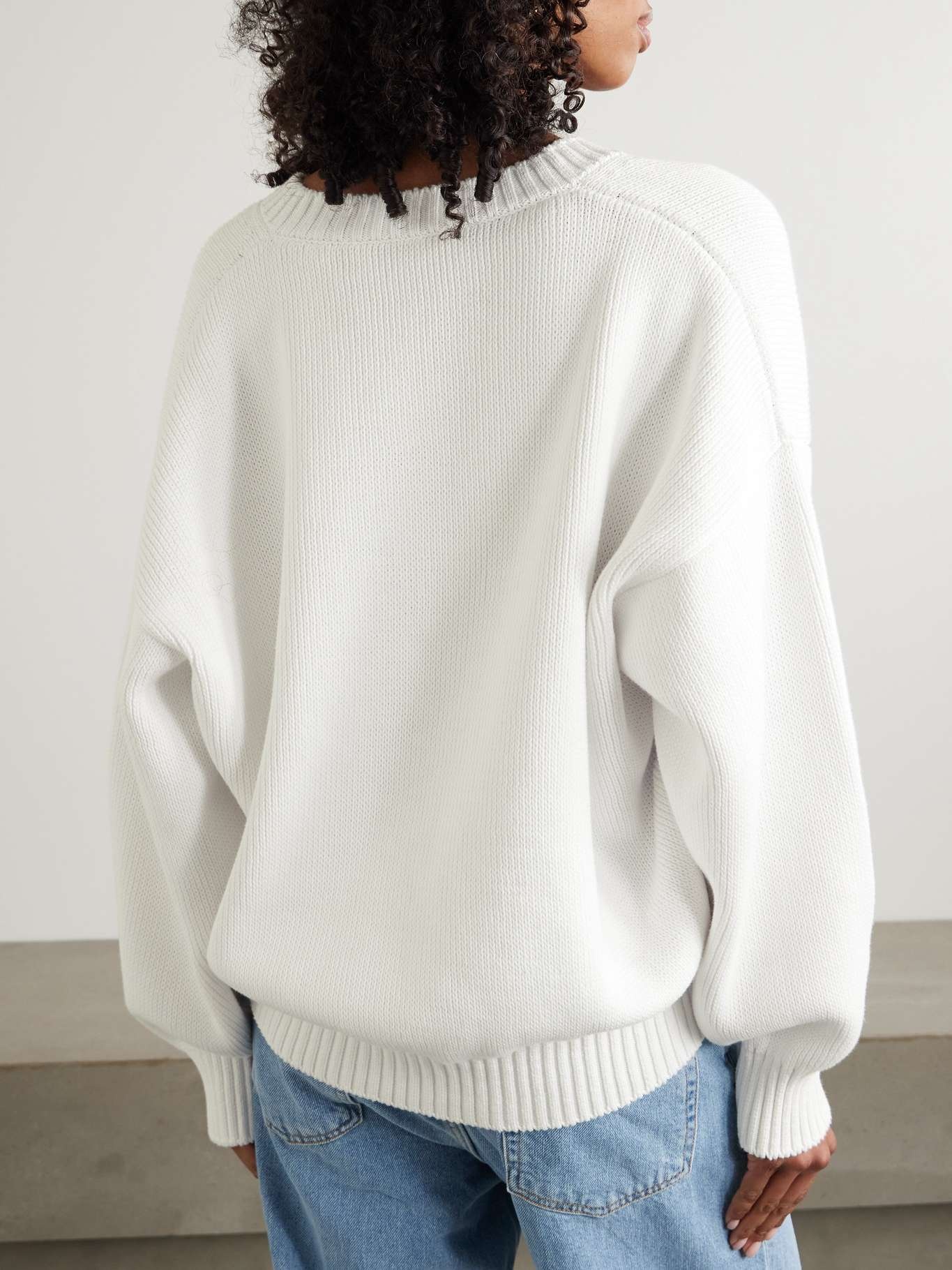 Knitted organic cotton sweater White - 4