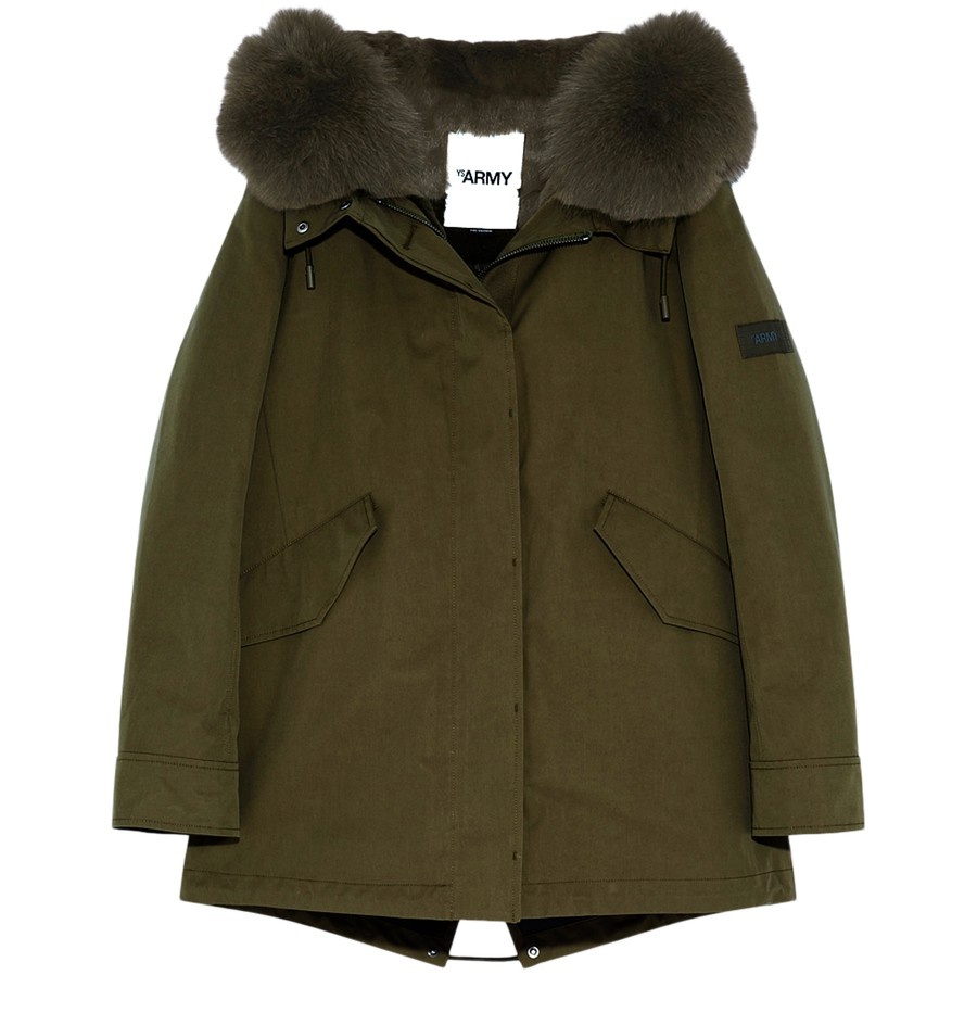 Short waterproof cotton blend parka with fox and rabbit fur details - 1