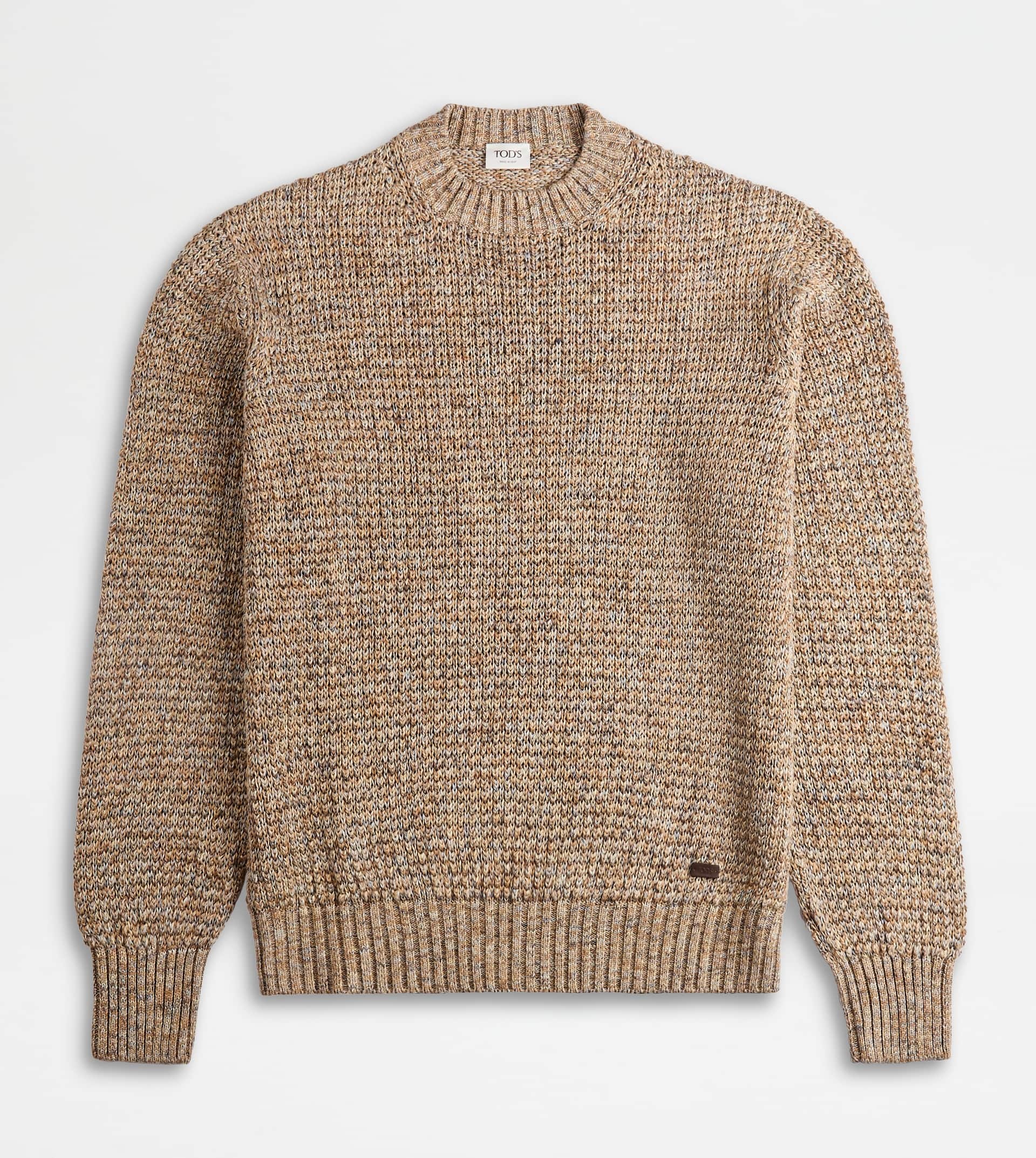 LINEN BLEND MOULINÉ PULLOVER - BEIGE - 1