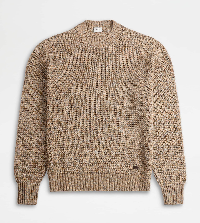 LINEN BLEND MOULINÉ PULLOVER - BEIGE 1