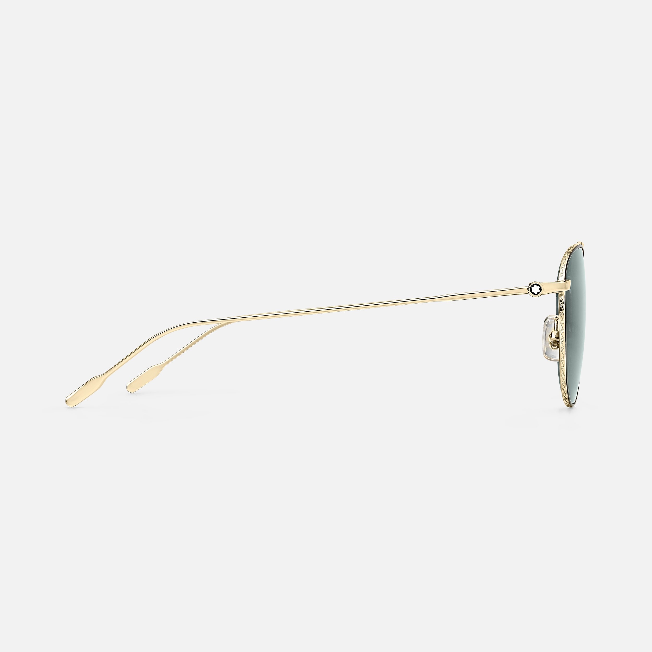 Round Sunglasses with Gold-Colored Metal Frame and Green Lenses - 2