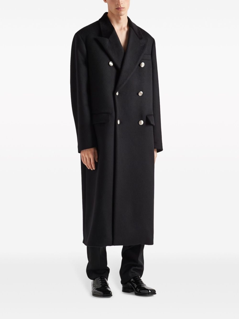 double-breasted cashmere coat - 2