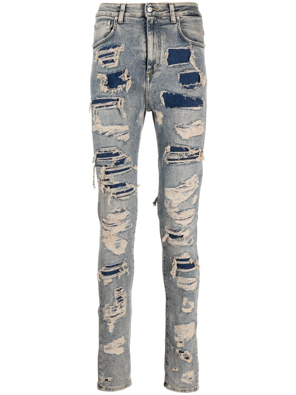 all-over distressed-finish jeans - 1