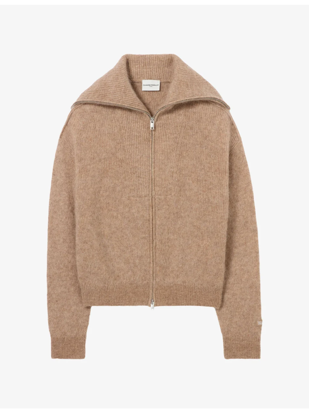 Brushed Funnel-Neck Wool and Mohair-Blend Cardigan - 1