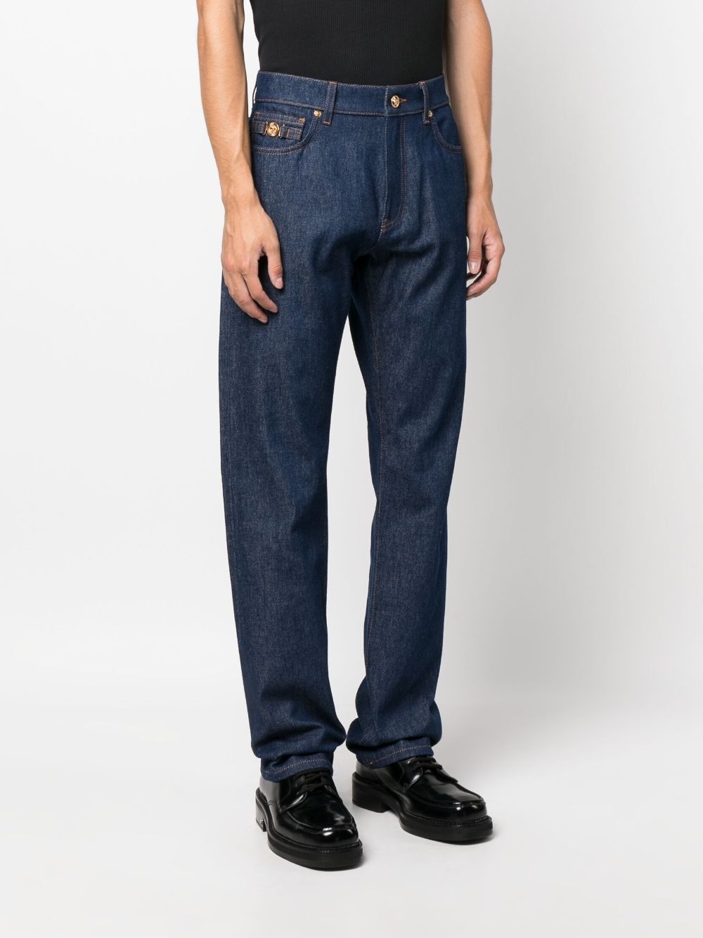Medusa Head-detailed straight-leg jeans - 3
