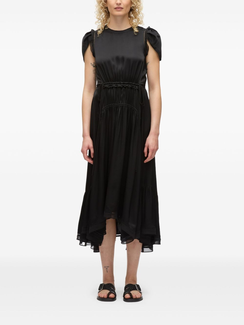 tulip-sleeved midi dress - 3