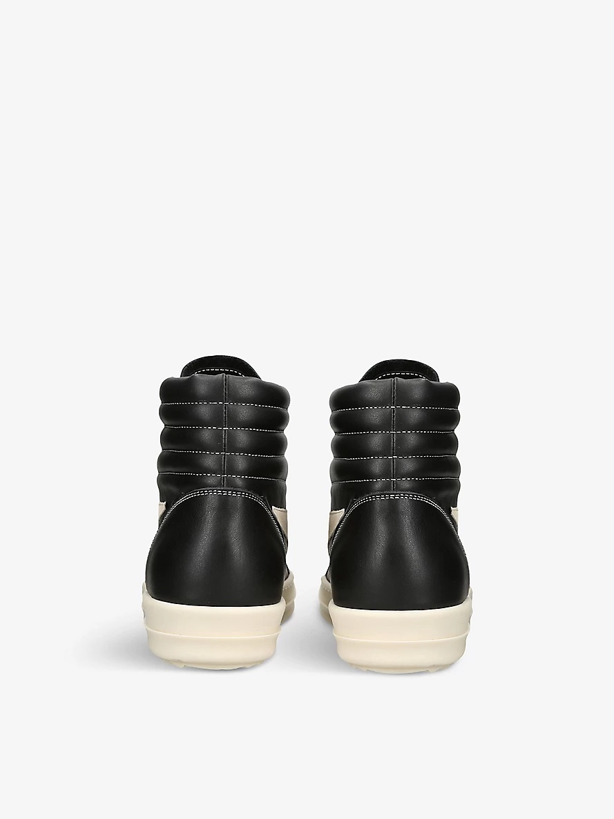 Vintage contrast-stitch leather high-top trainers - 4