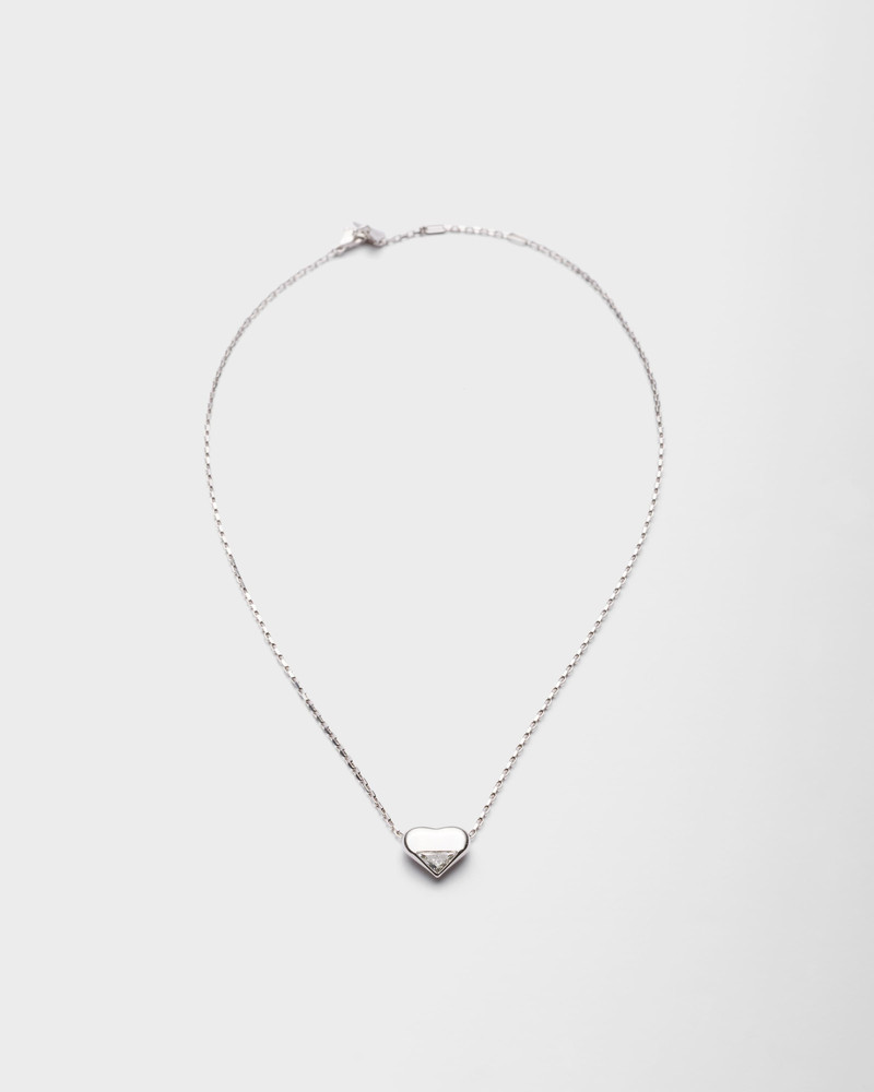 Eternal Gold Nano Heart necklace in white gold with lab-created diamond - 1