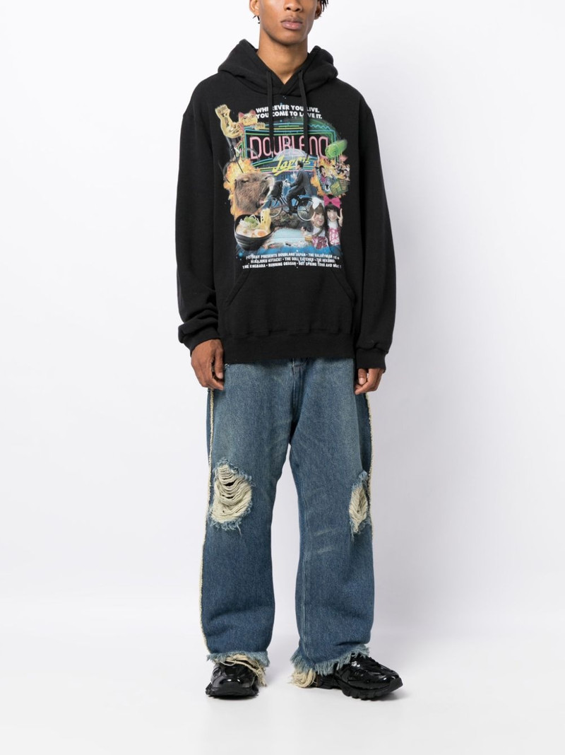 doublet logo-print cotton hoodie outlook