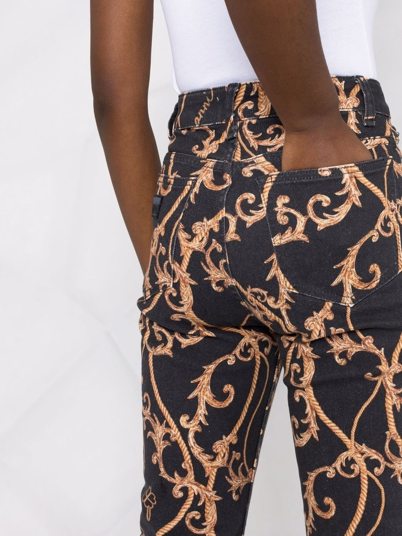 baroque-print jeans 5