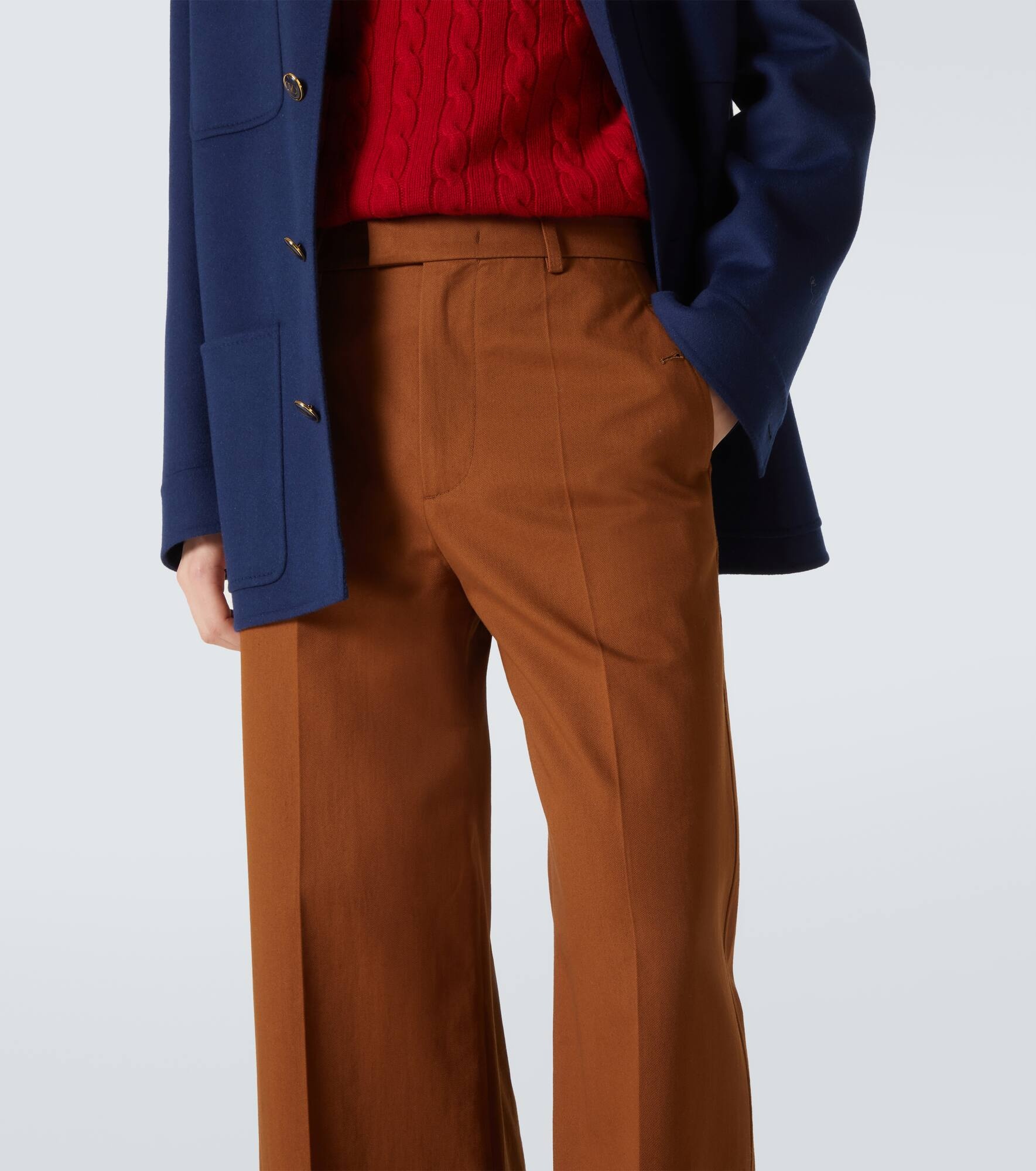 Cropped cotton gabardine wide-leg pants - 5