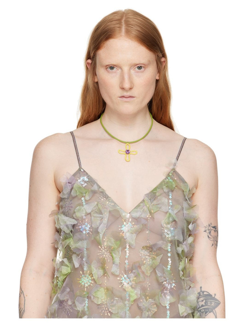 BEA BONGIASCA Pink & Blue Pop Choker & Lucky Flower Pendant Necklace outlook