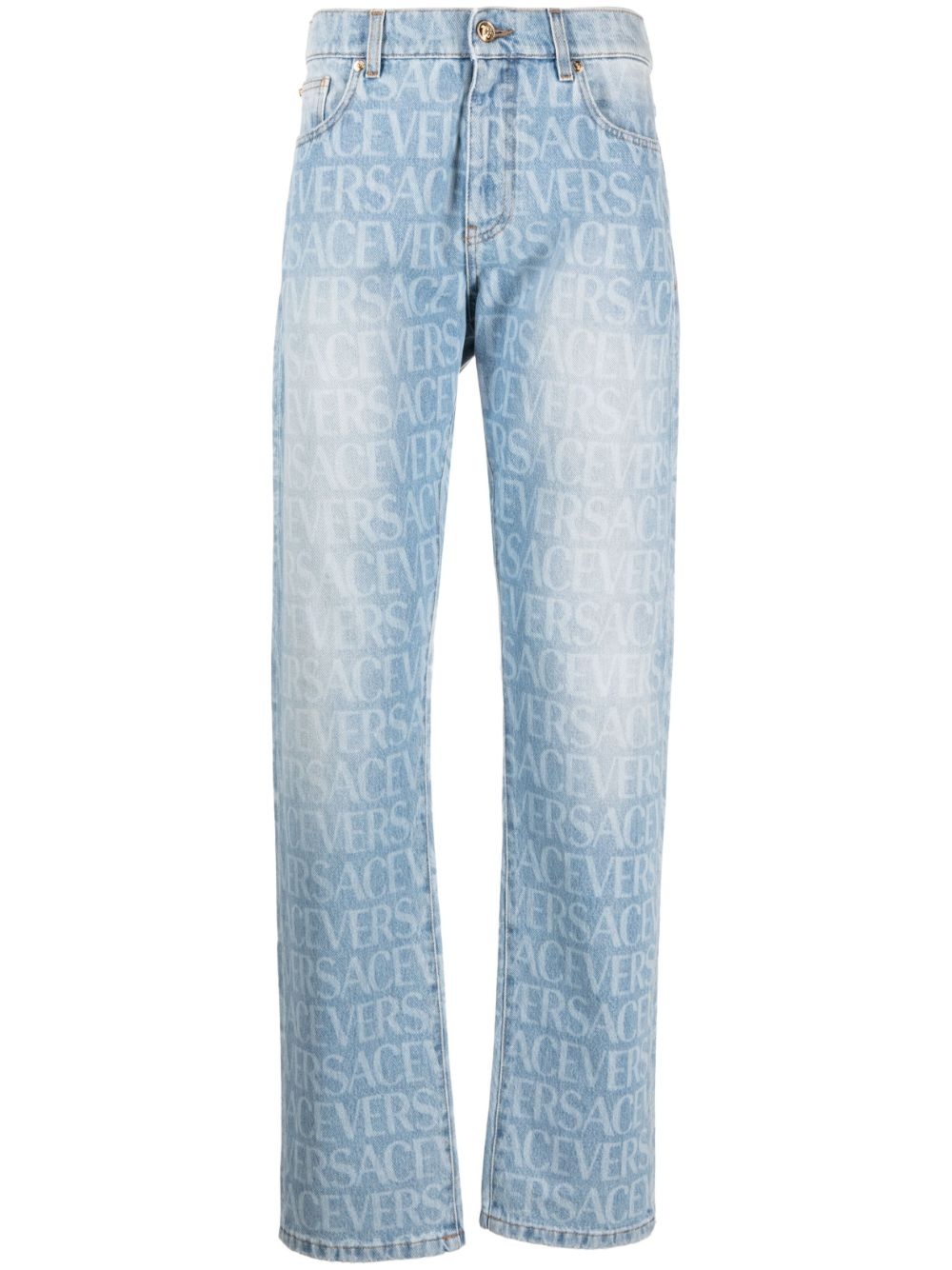 Allover logo-print jeans - 1
