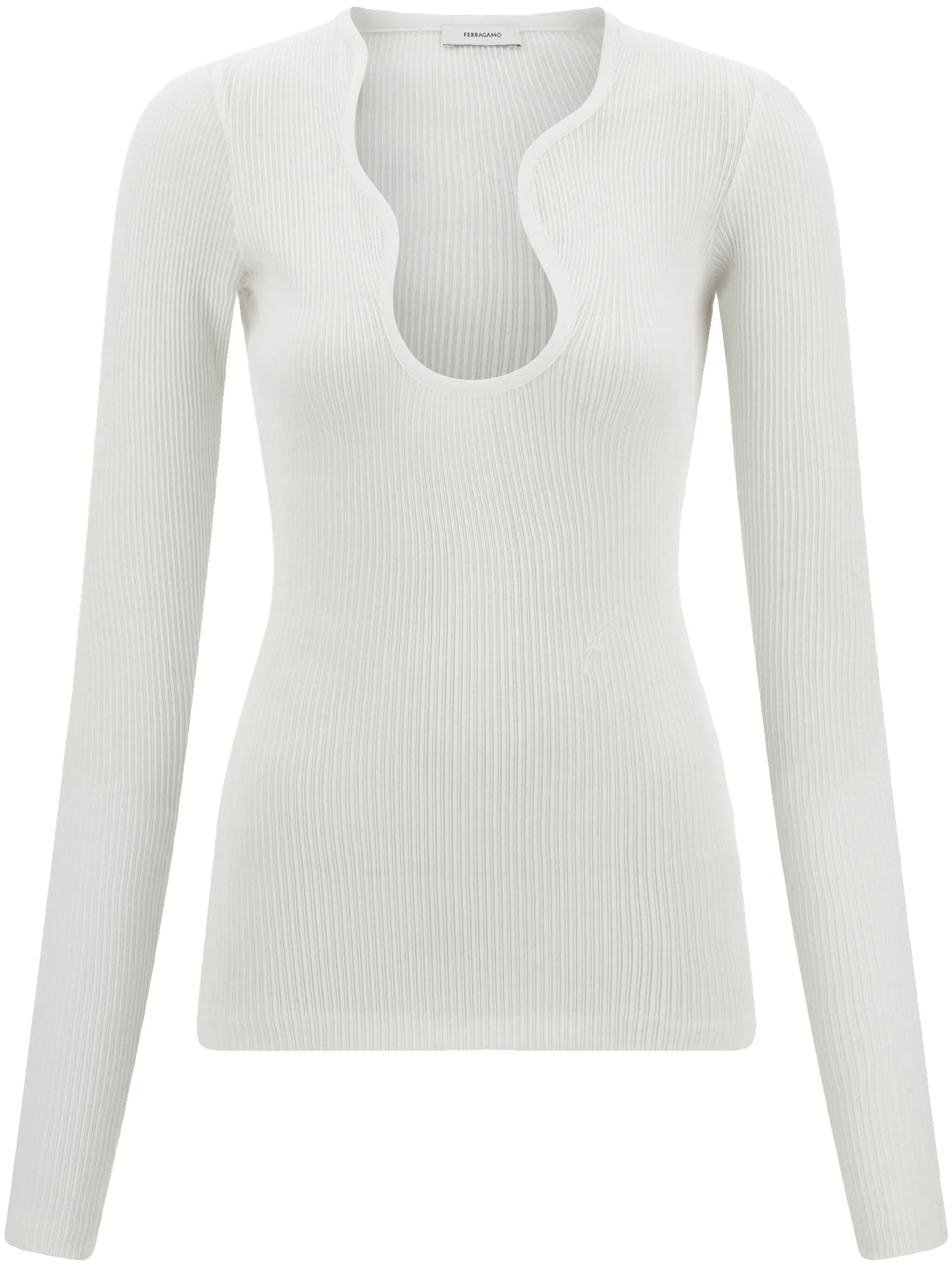 rippled-neckline sweater - 1