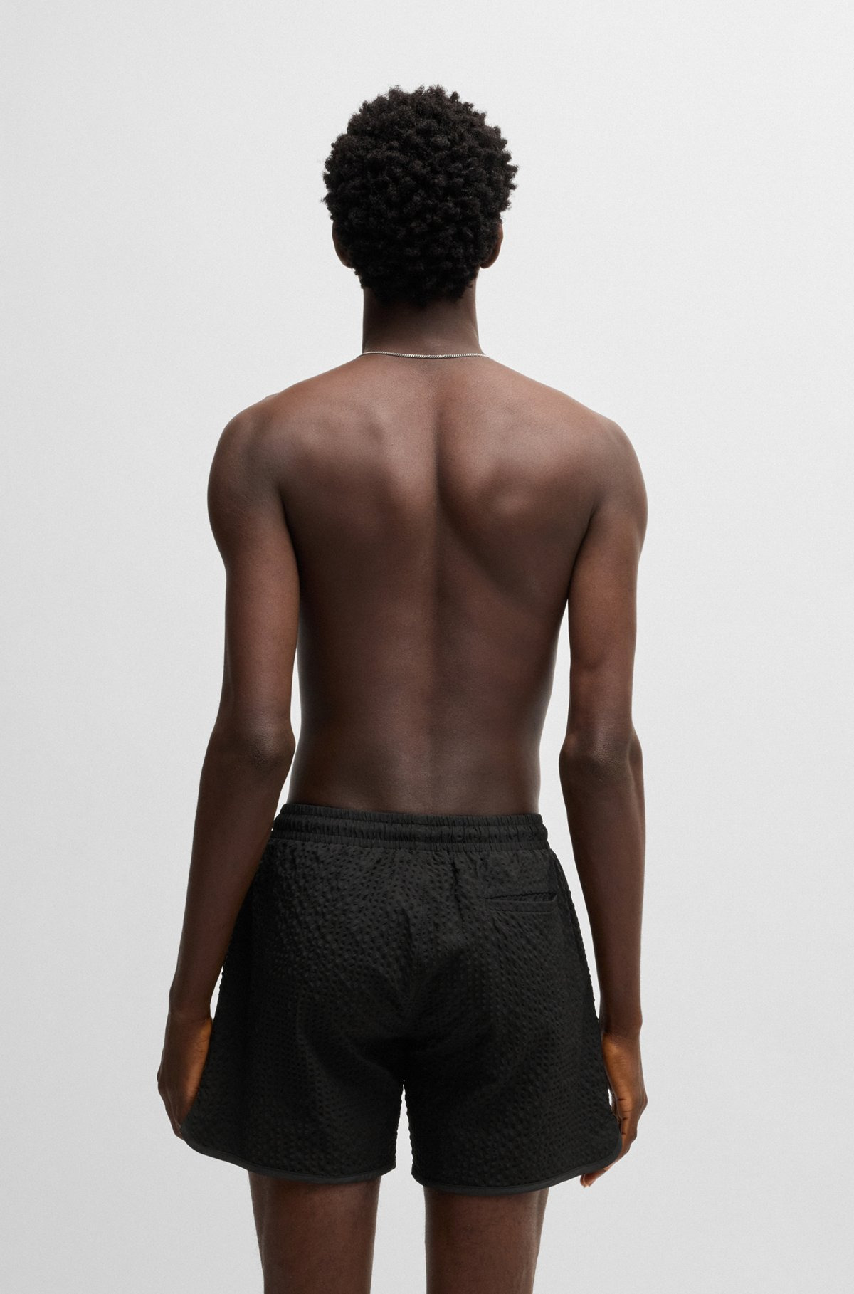 WAFFLE-STRUCTURED SWIM SHORTS WITH EMBROIDERED STACKED LOGO - 4