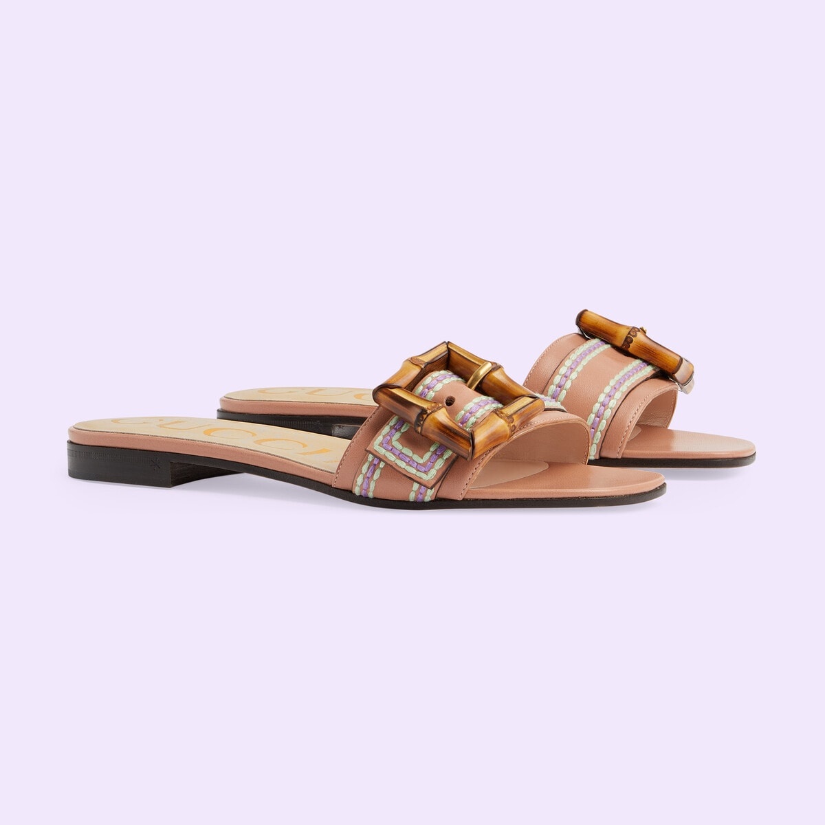 Women's slide sandal with bamboo buckle - 2