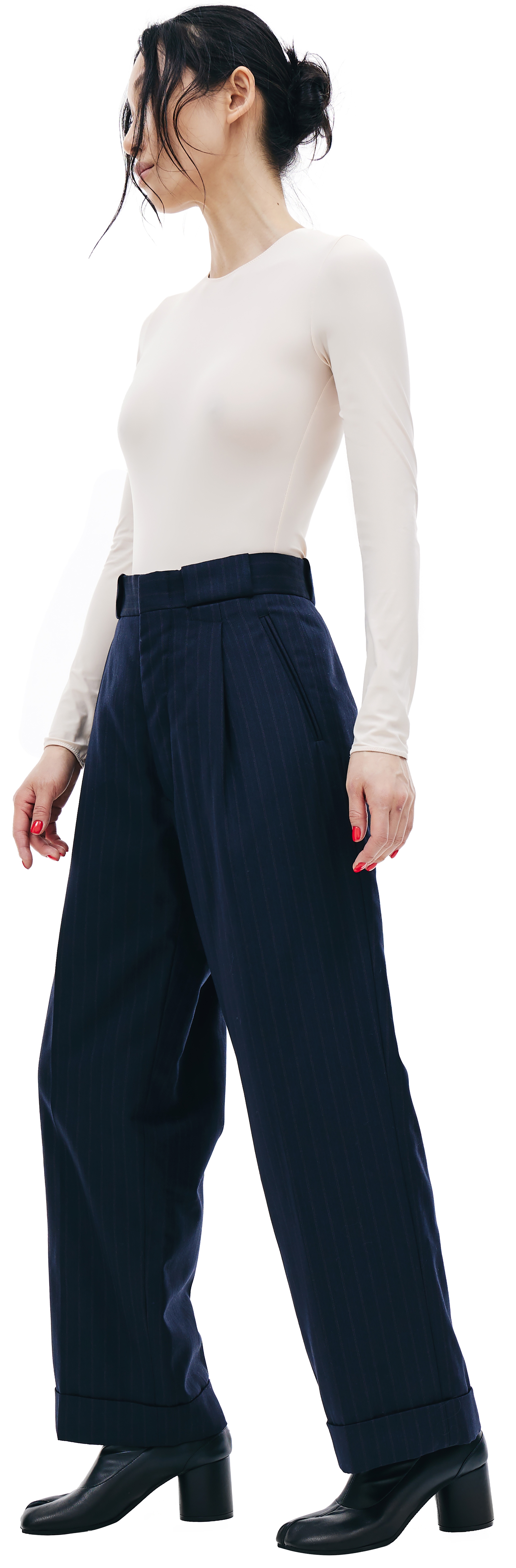 STRIPED PADDED WOOL TROUSERS - 2