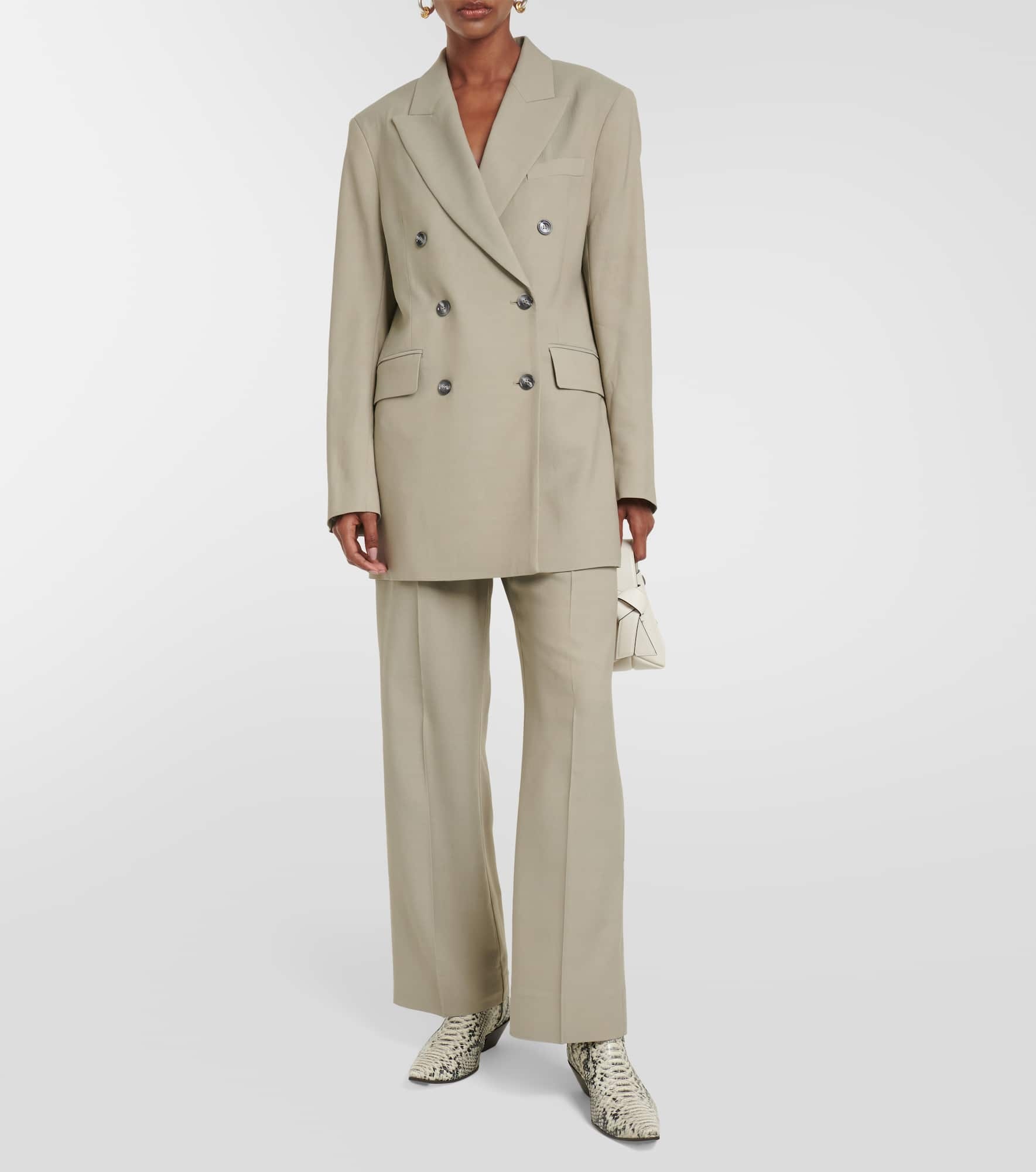 Double-breasted herringbone blazer - 2
