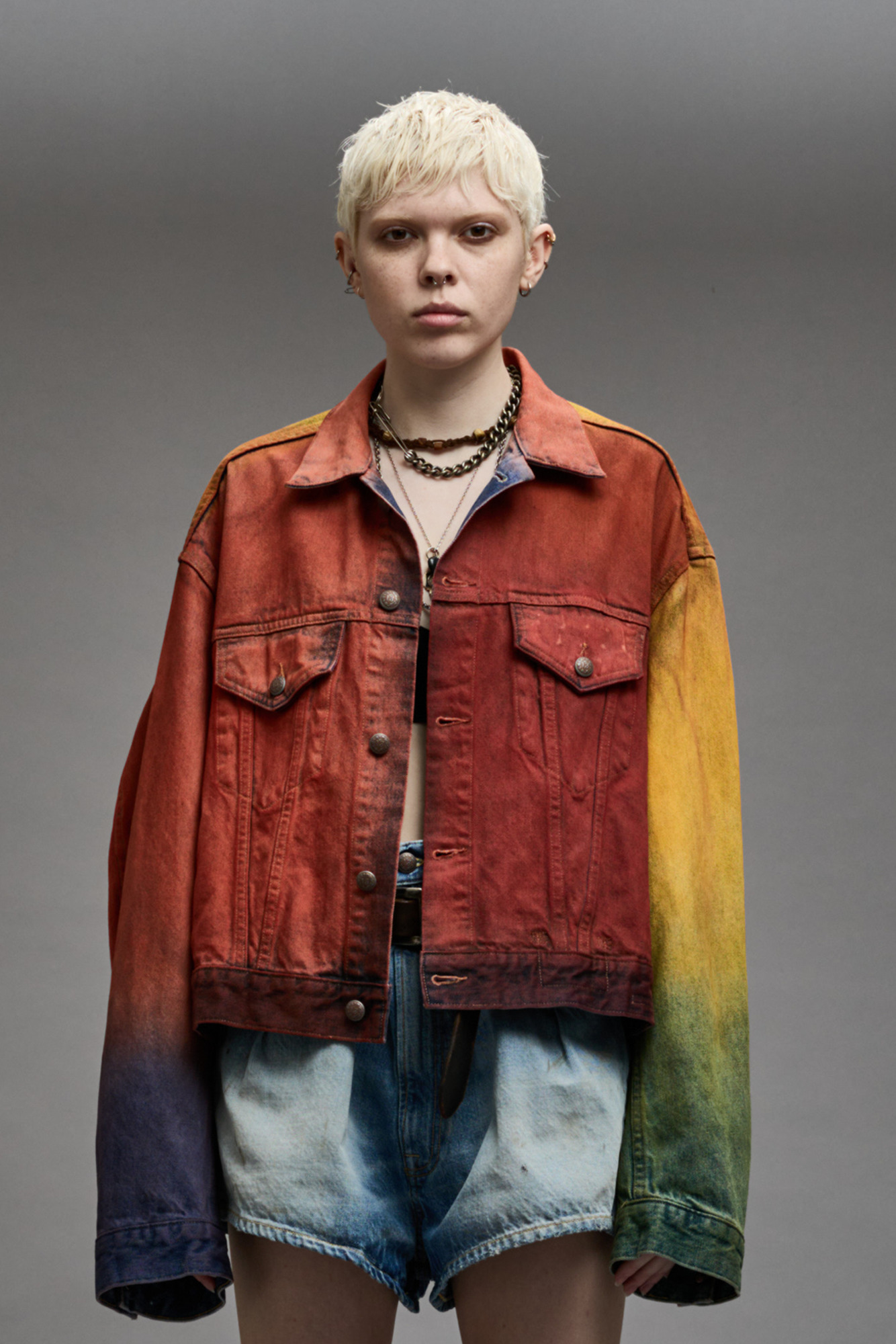 ELI BOXY TRUCKER JACKET - MULTICOLOR SPRAY DYE