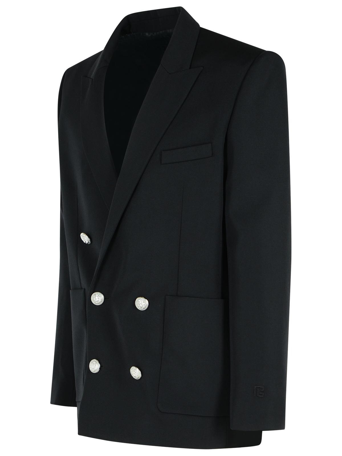 Balmain Black Virgin Wool Blazer Men - 2