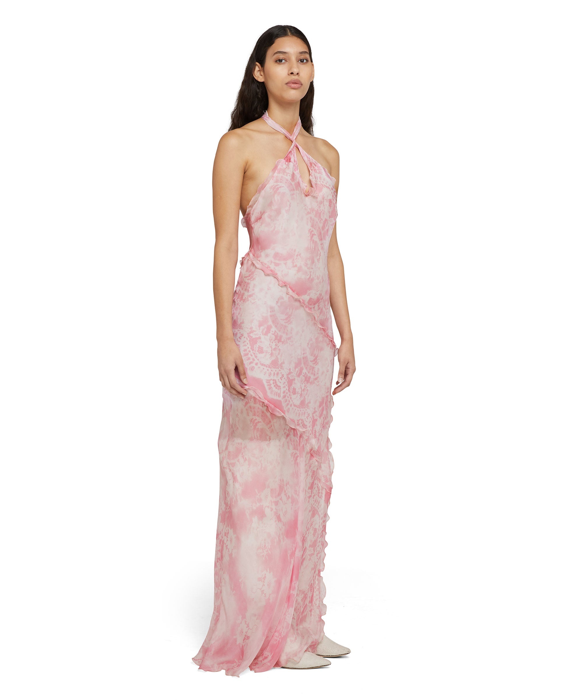 MSGM Silk chiffon long dress with 
