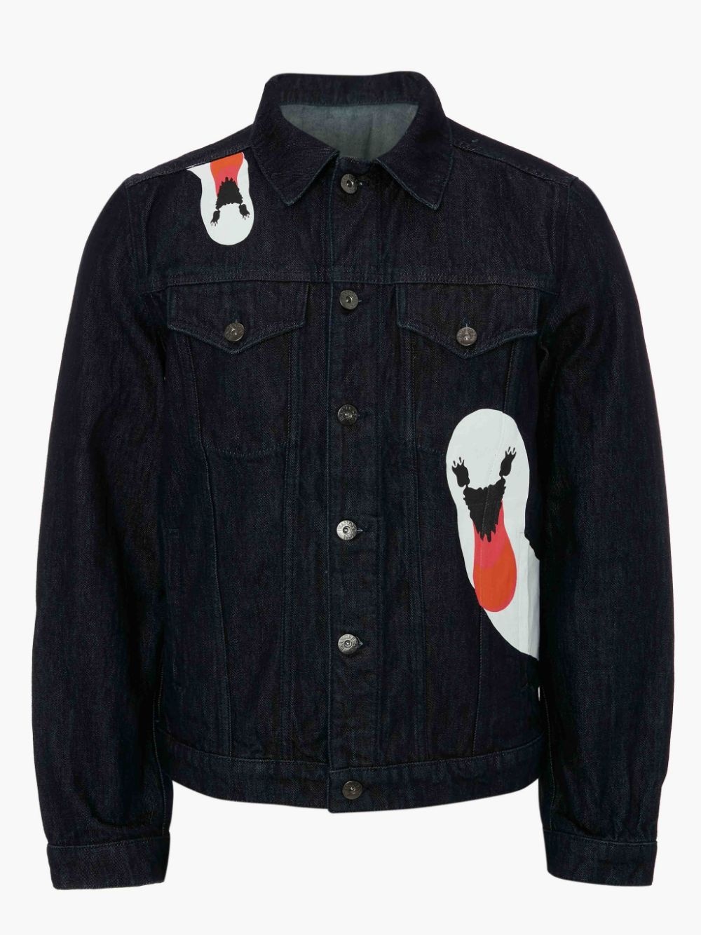 PRINTED SWAN DENIM JACKET - 1