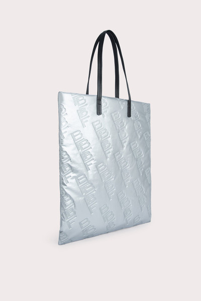 BY FAR Slim Tote Silver Embossed Shellsuit Fabric and Leather outlook