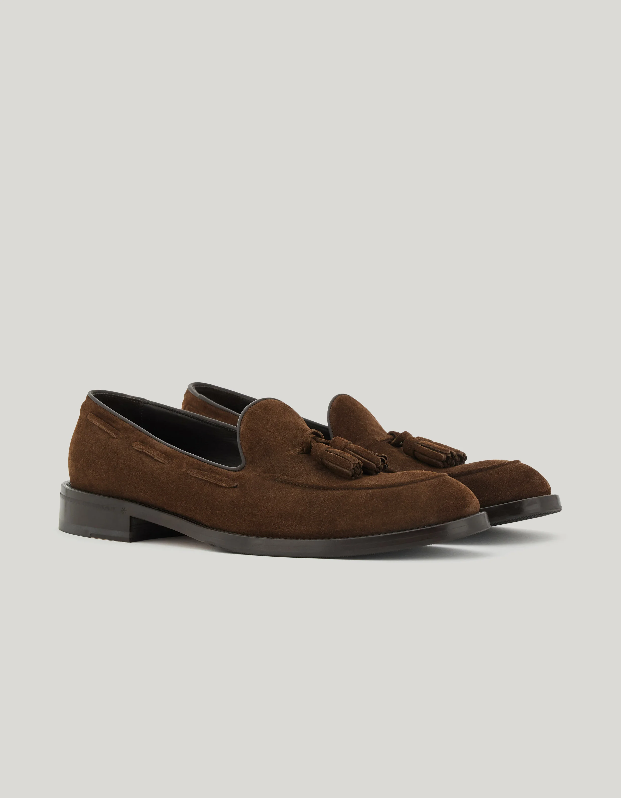 BROWN SUEDE LOAFERS WITH BOW WITH LEATHER AND RUBBER SOLE - 1