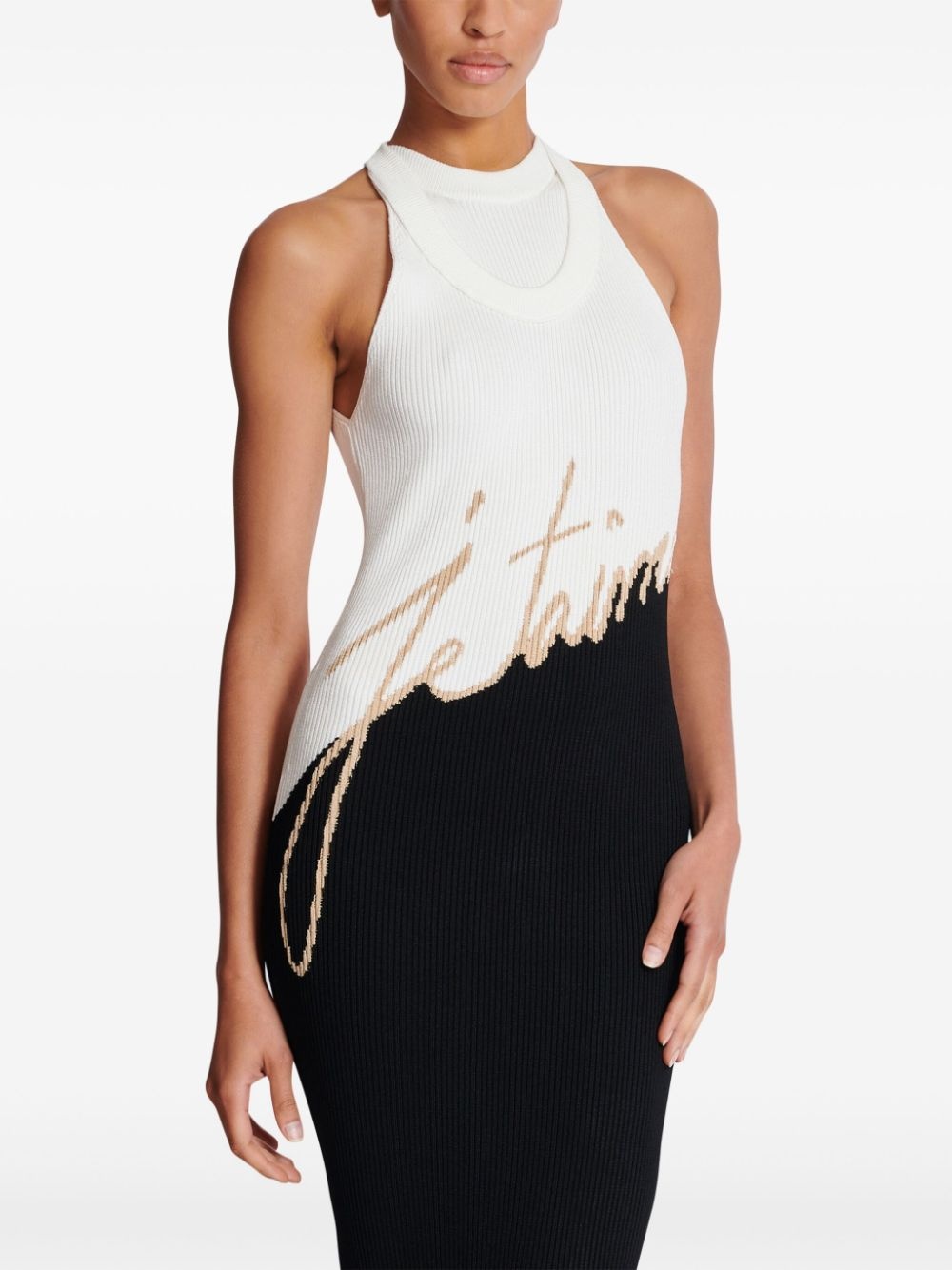 intarsia-knit logo midi dress - 5