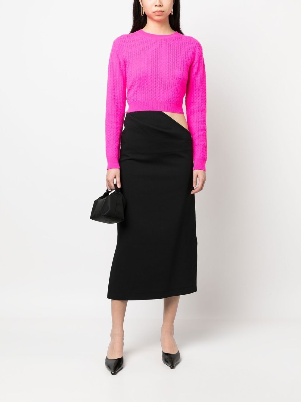 cable-knit rear-tie cropped jumper - 2