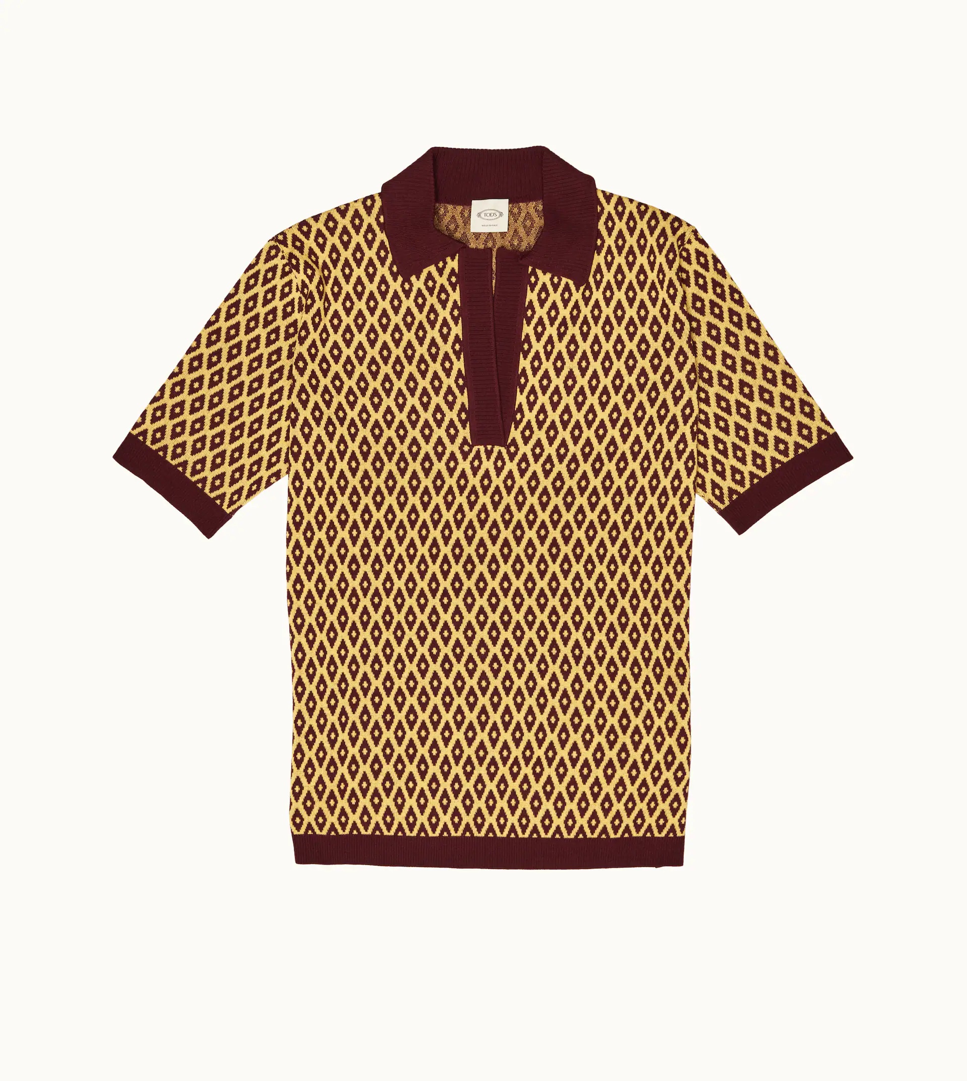 KNITTED POLO - YELLOW, BURGUNDY - 1