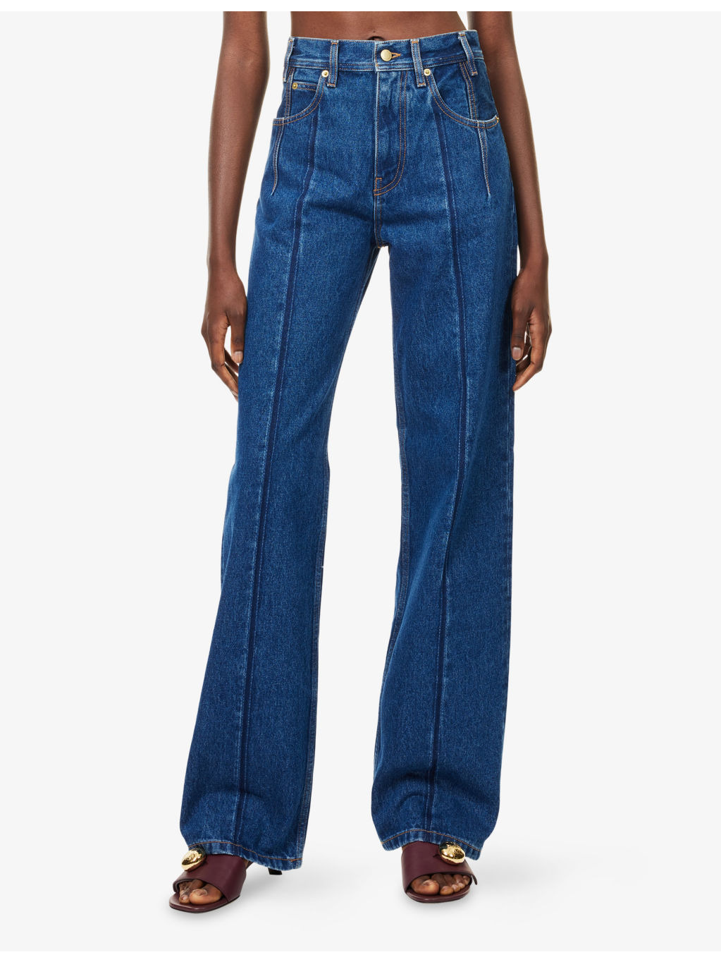 Lu Pleated Straight-Leg Denim Jeans - 3