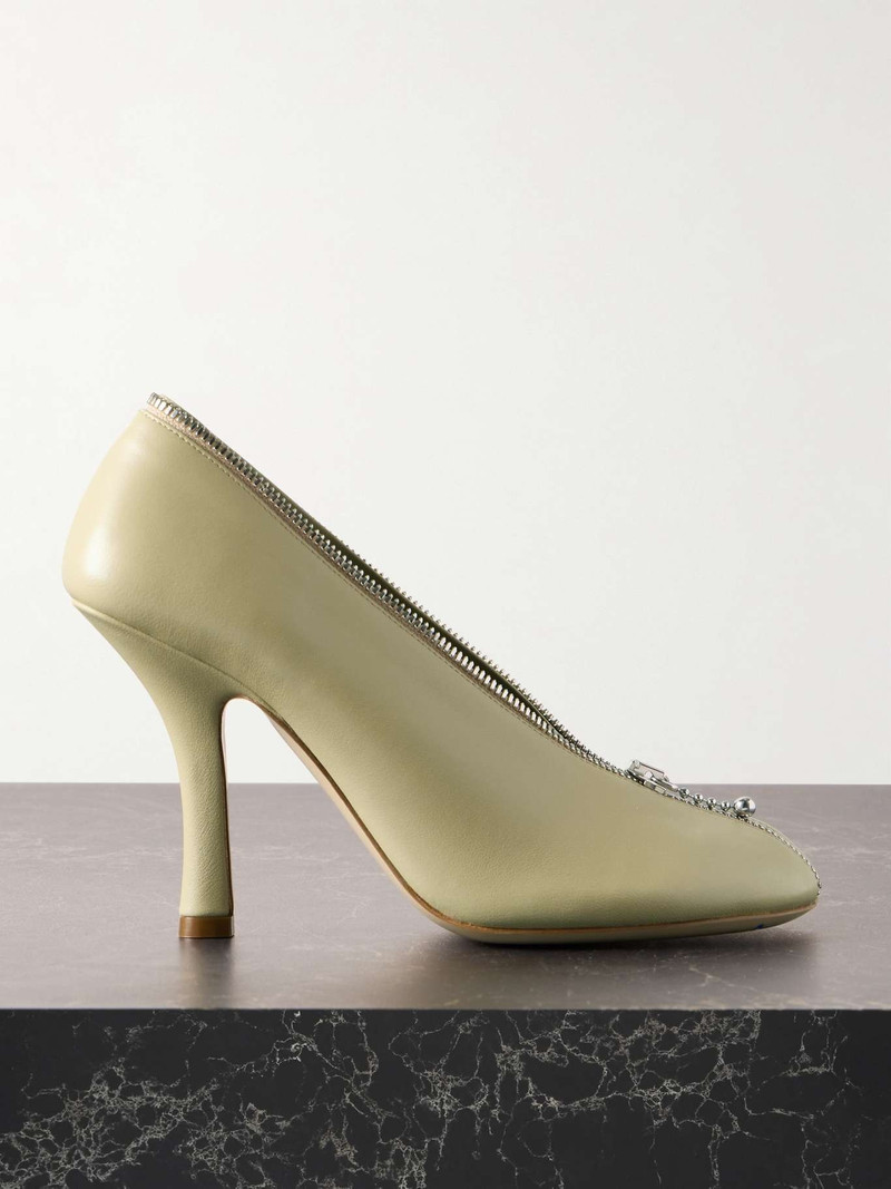 Zip-embellished leather pumps 1