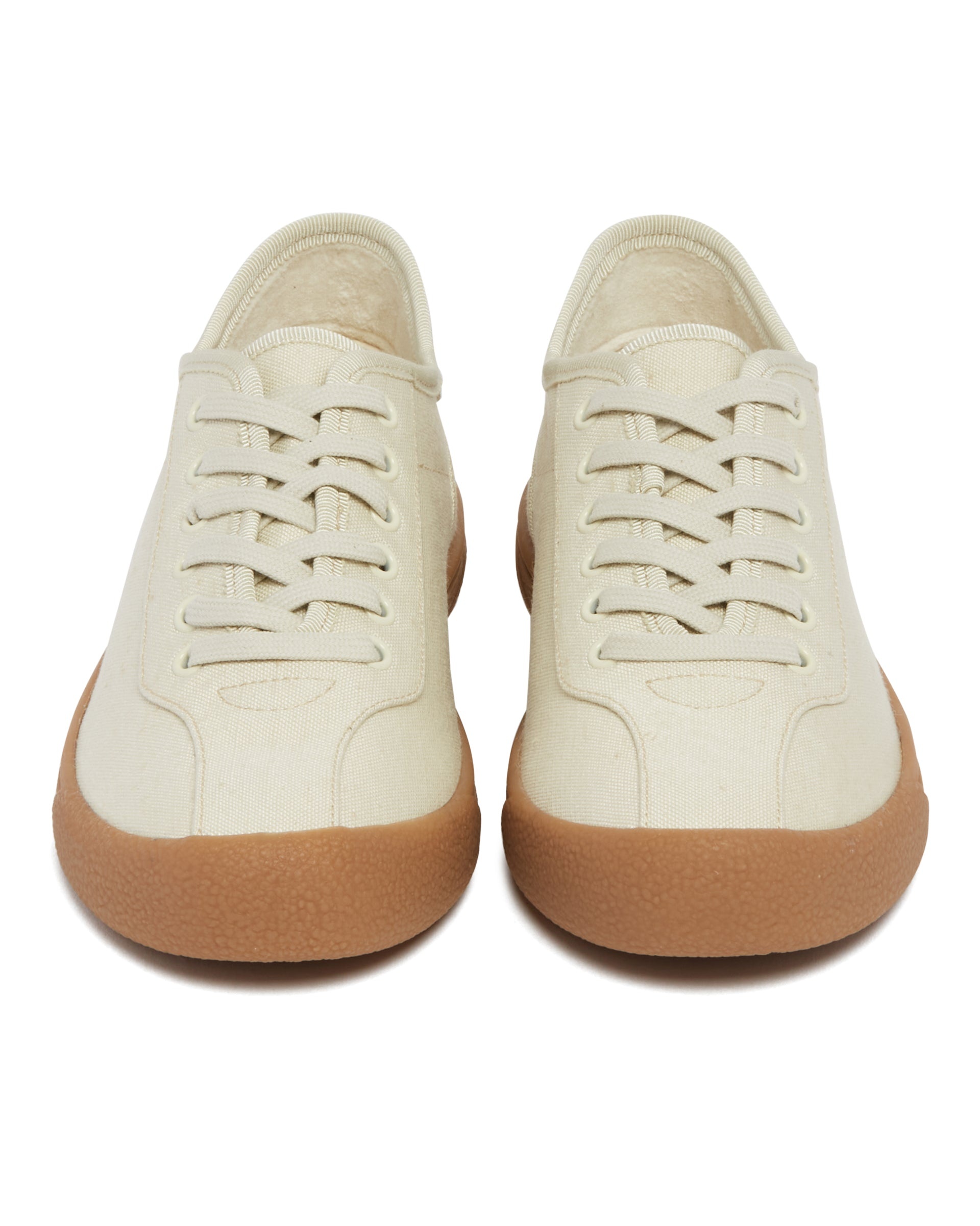 Beige Viscose and Linen Canvas Sneakers - 5
