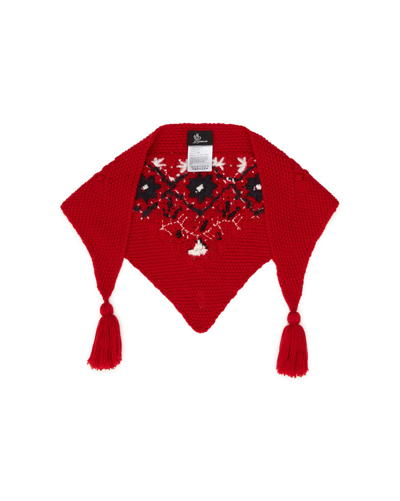 Moncler Grenoble Red Floral Embroidered Scarf outlook
